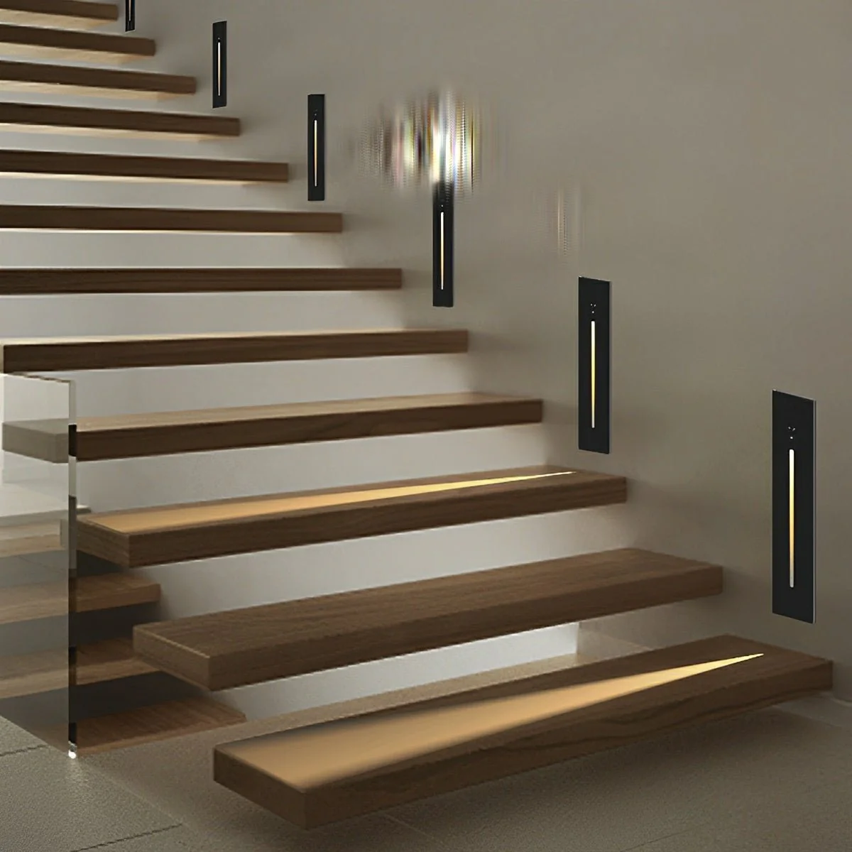 Indoor Minimalist Motion Sensor LED Recessed Stairway Wall Lights - Image 2