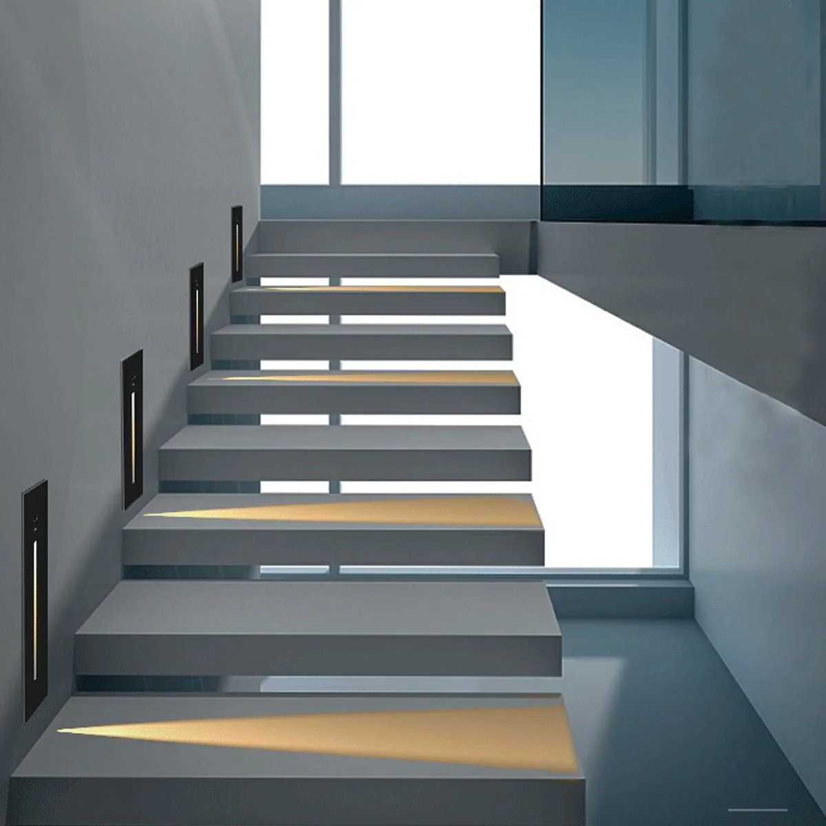 Indoor Minimalist Motion Sensor LED Recessed Stairway Wall Lights - Image 5