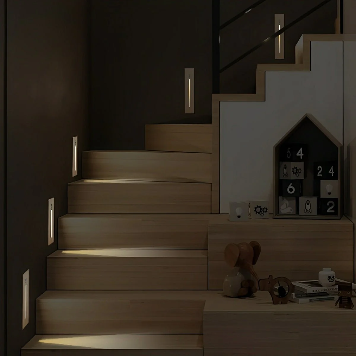 Indoor Minimalist Motion Sensor LED Recessed Stairway Wall Lights - Image 6