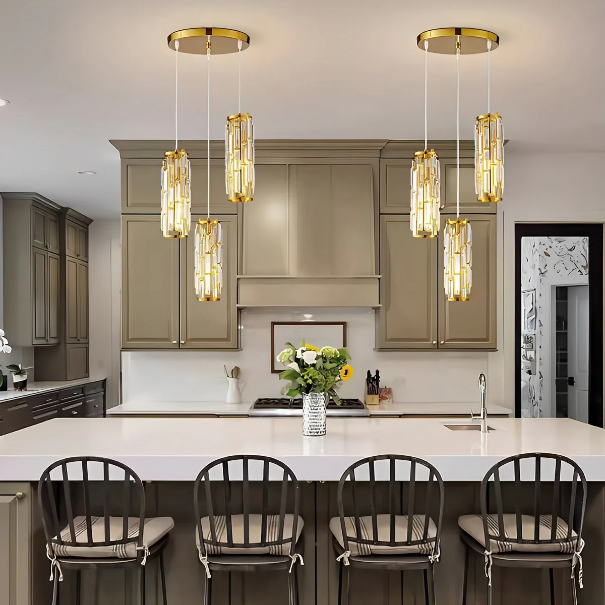 Creative Iron Crystal Glass Chandelier Pendant Lights Ceiling Lamp - Image 9