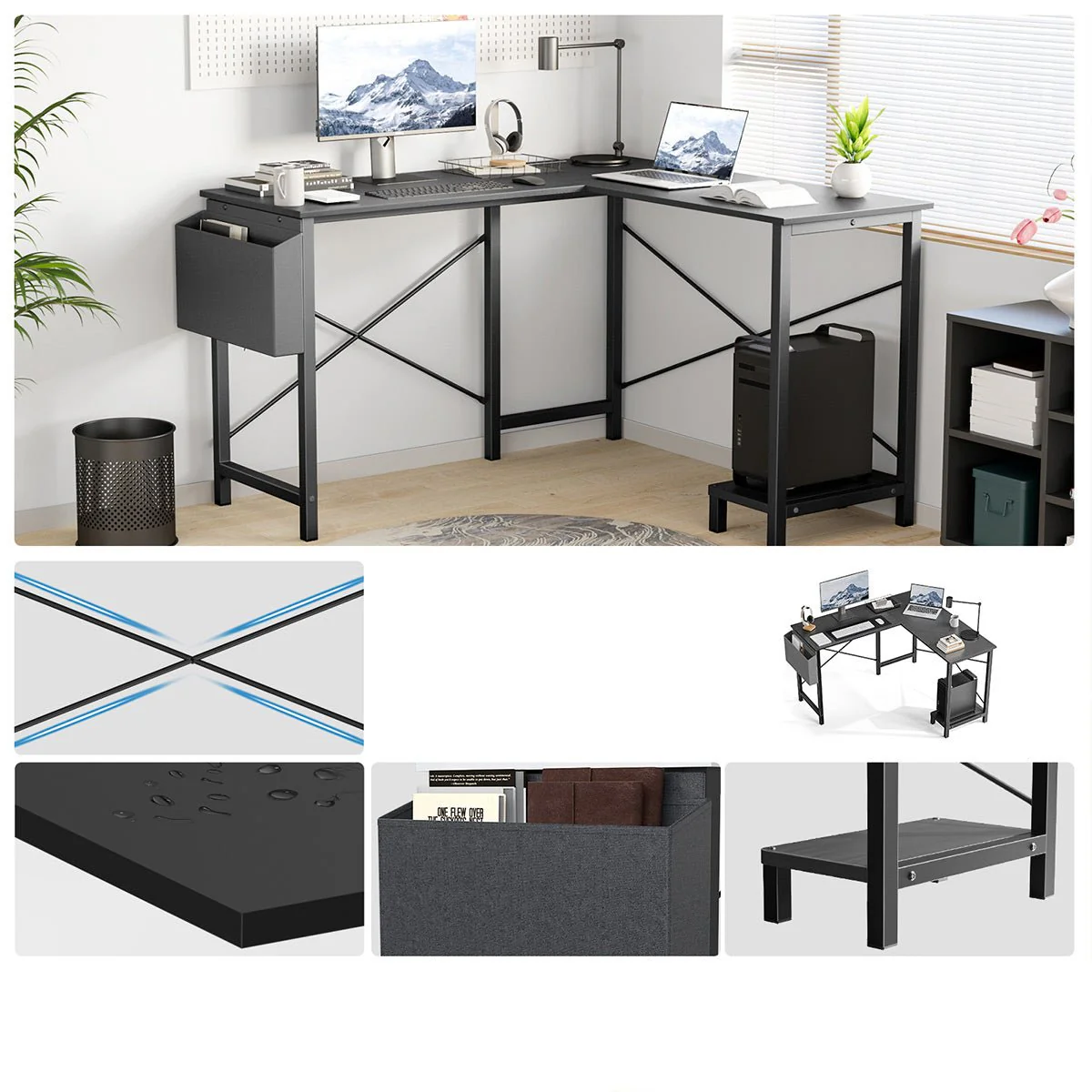 50 Inch Modern L-Shaped Computer Desk Gaming Corner Office Table - Image 7