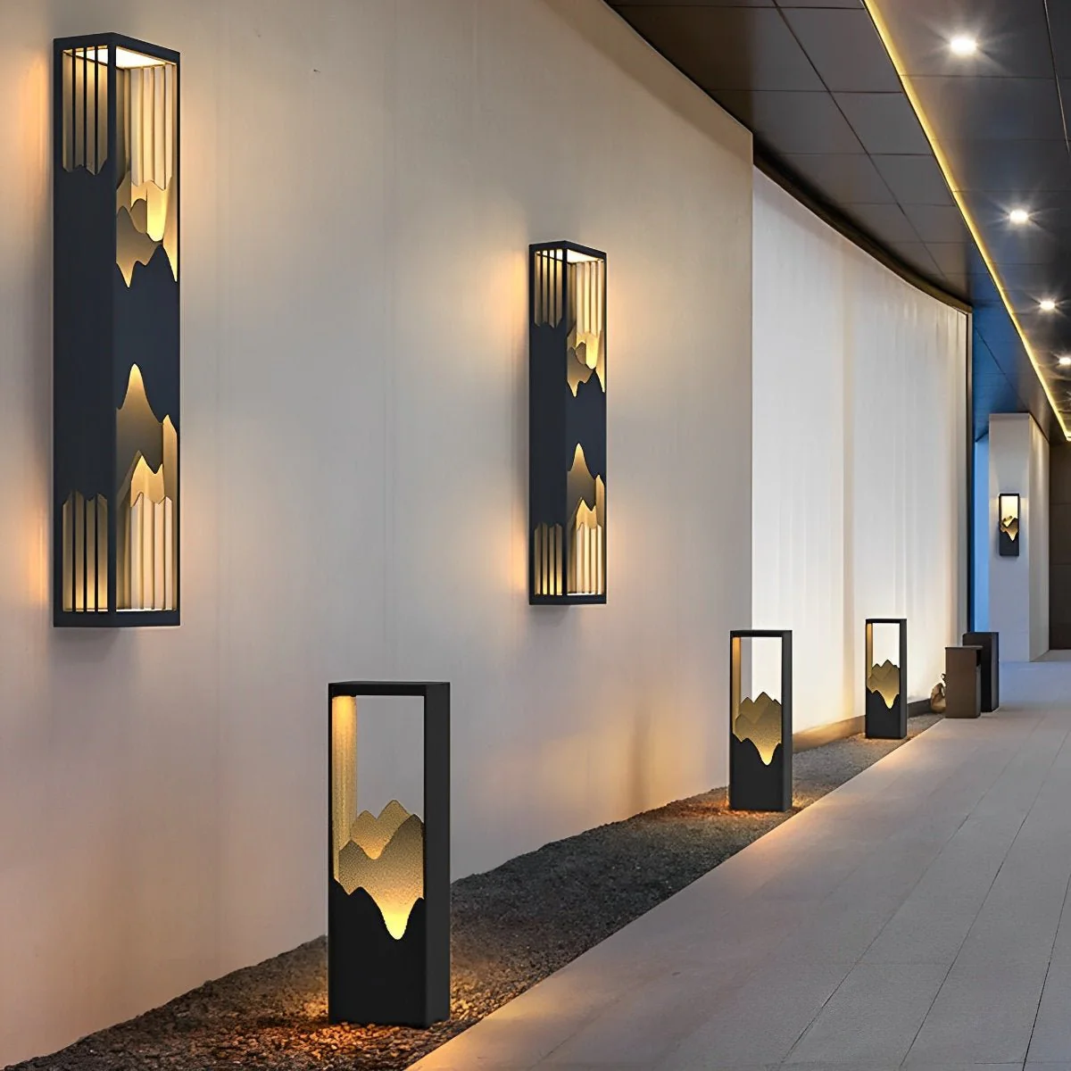 Waterproof Mountain Scenery Led Wall Sconce Garden Wall Light - Image 4