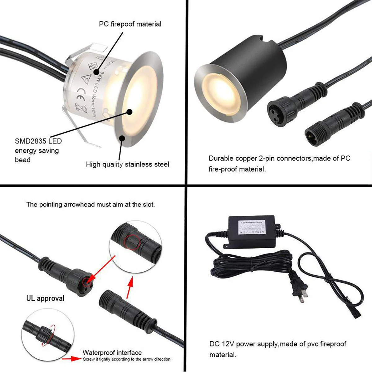 LED Recessed In-Ground Deck Stair Lights Outdoor Step Lights 16 Pcs - Image 8