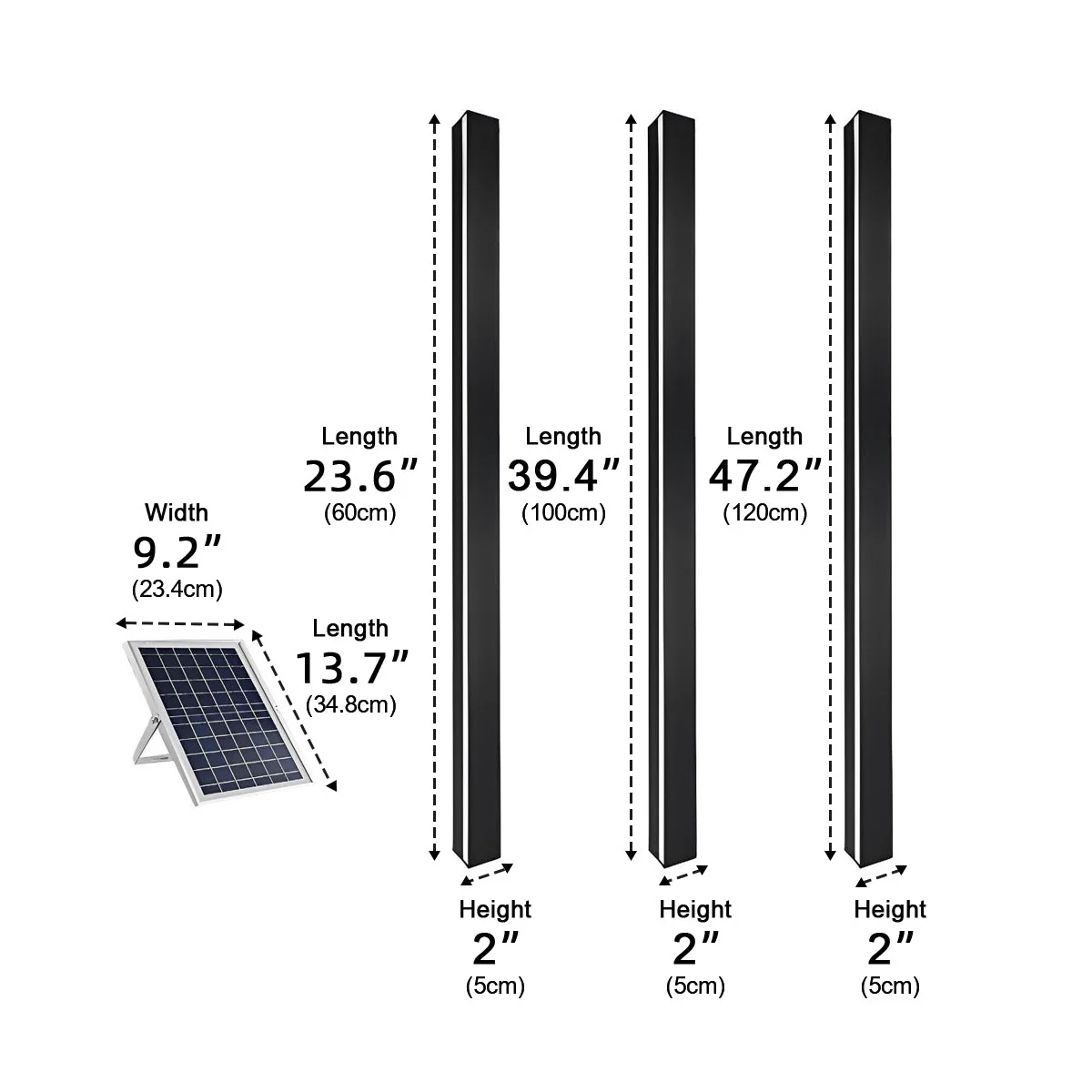 Minimalist Long Strip LED Waterproof Black Modern Solar Wall Light - Image 10