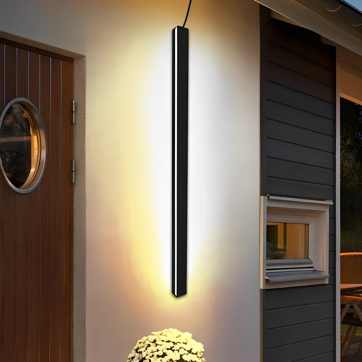 Minimalist Long Strip LED Waterproof Black Modern Solar Wall Light - Image 3