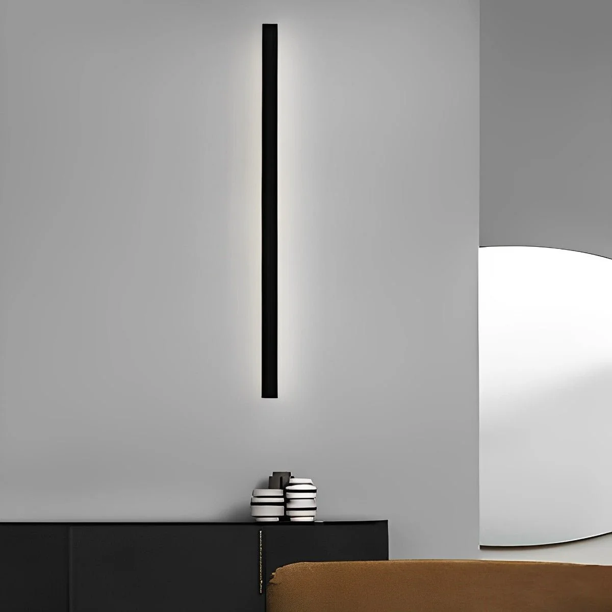 Minimalist Long Strip LED Waterproof Black Modern Solar Wall Light - Image 4