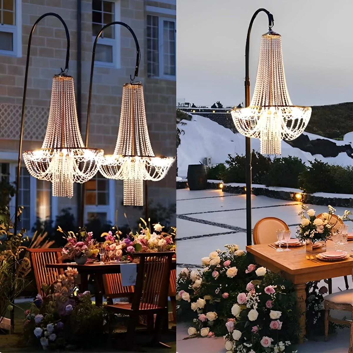 Set of 4 Luxury Waterproof Outdoor Wedding Crystal Chandeliers - Image 10