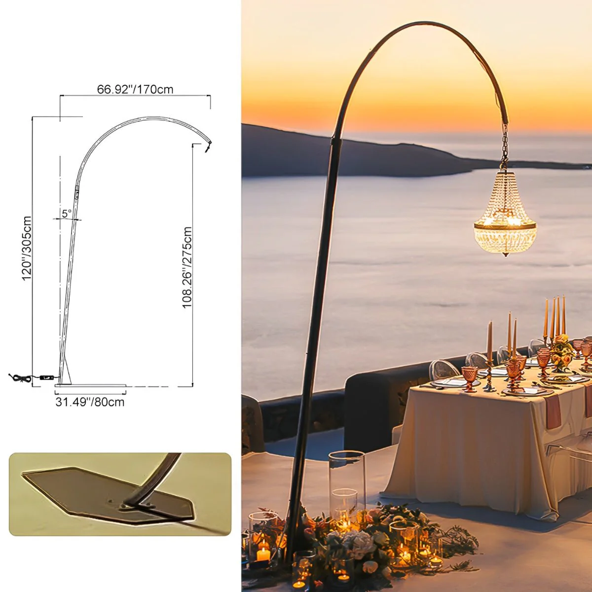 Set of 4 Luxury Waterproof Outdoor Wedding Crystal Chandeliers - Image 14