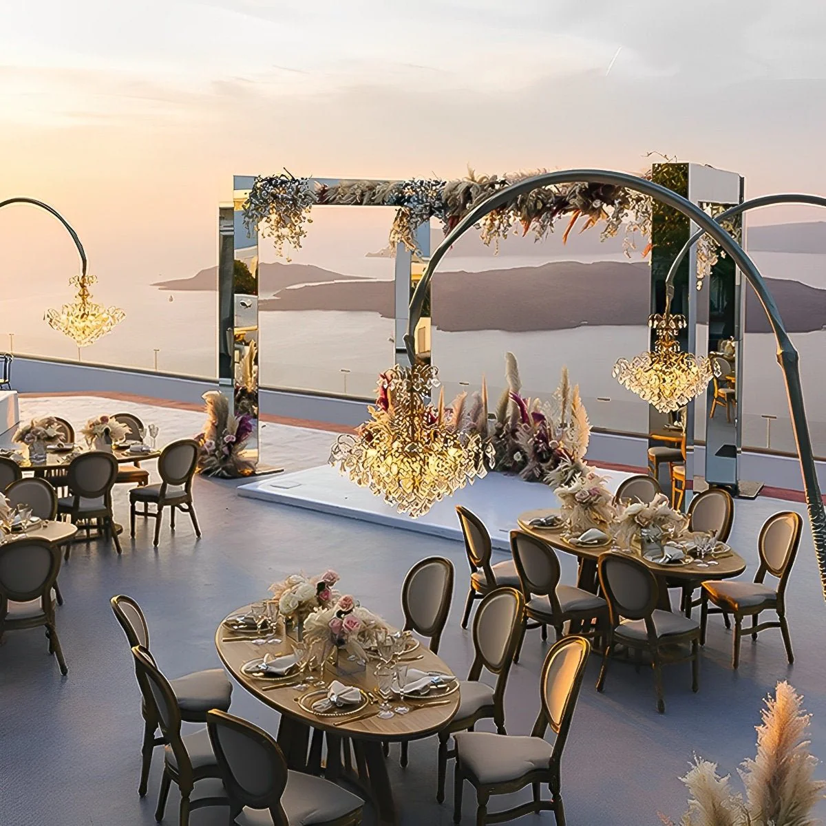 Set of 4 Luxury Waterproof Outdoor Wedding Crystal Chandeliers - Image 8