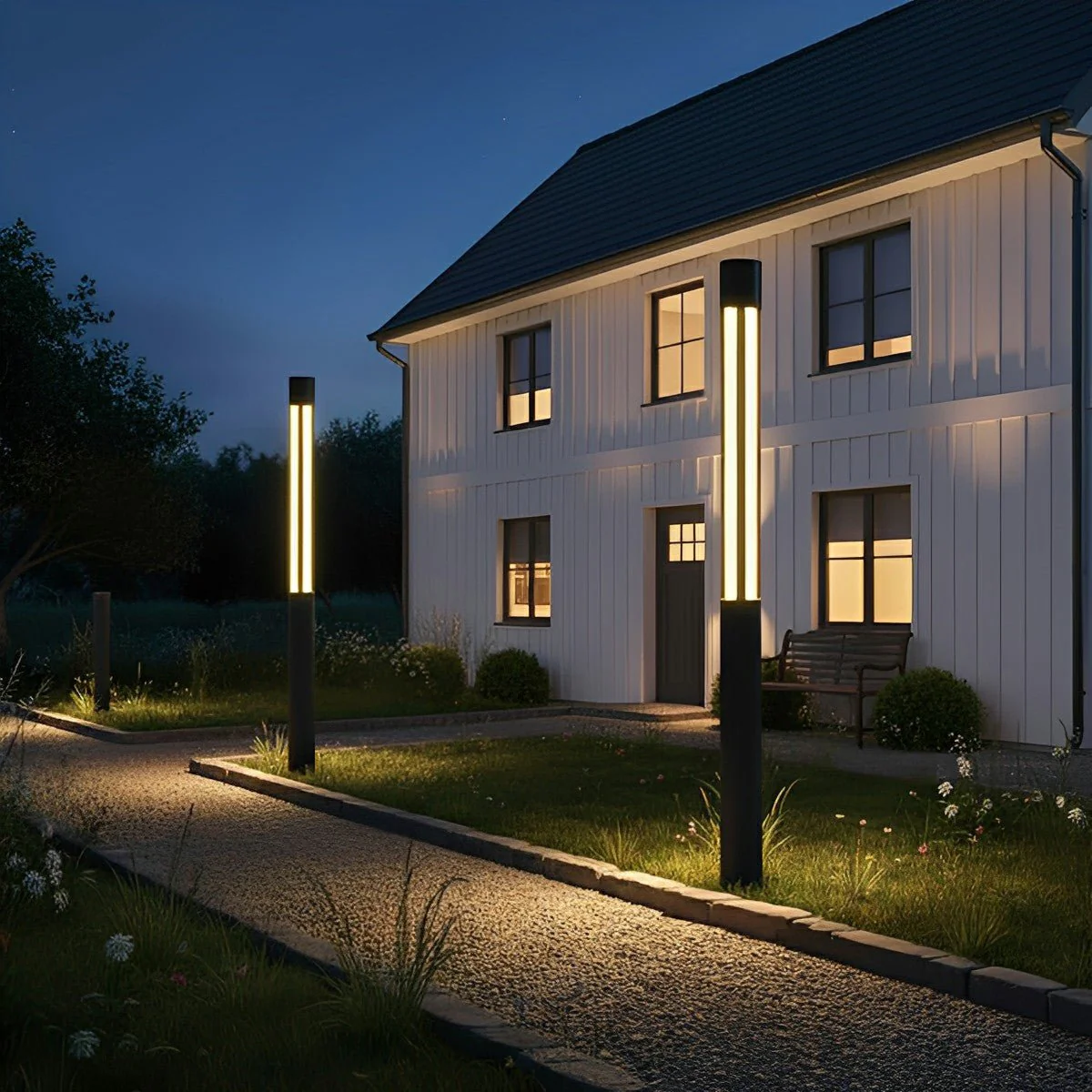 Cylinder LED Black Modern Outdoor Post Lights Street Light - Image 3