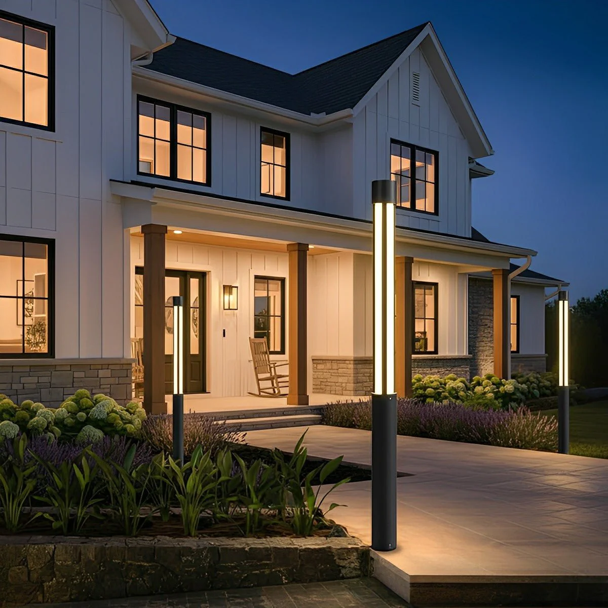 Cylinder LED Black Modern Outdoor Post Lights Street Light - Image 4