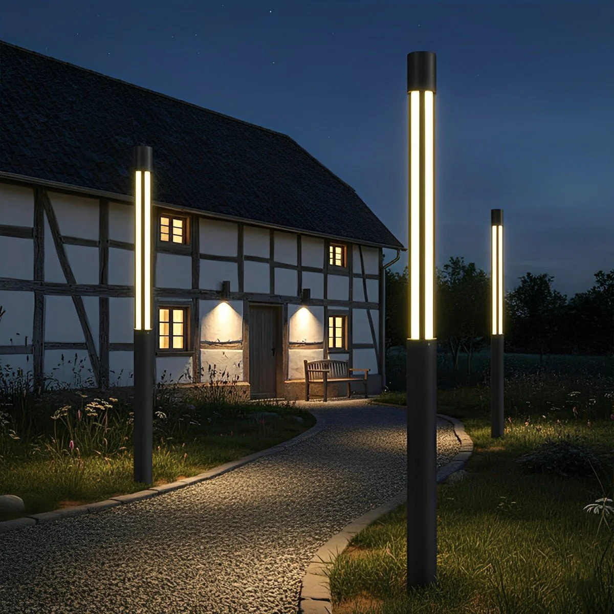 Cylinder LED Black Modern Outdoor Post Lights Street Light - Image 5