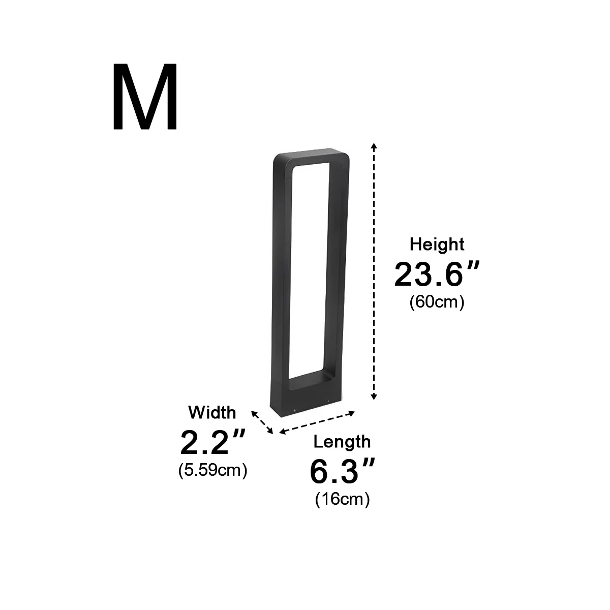 Modern Rectangular Frame Waterproof Led Black Bollard Parth Light - Image 13