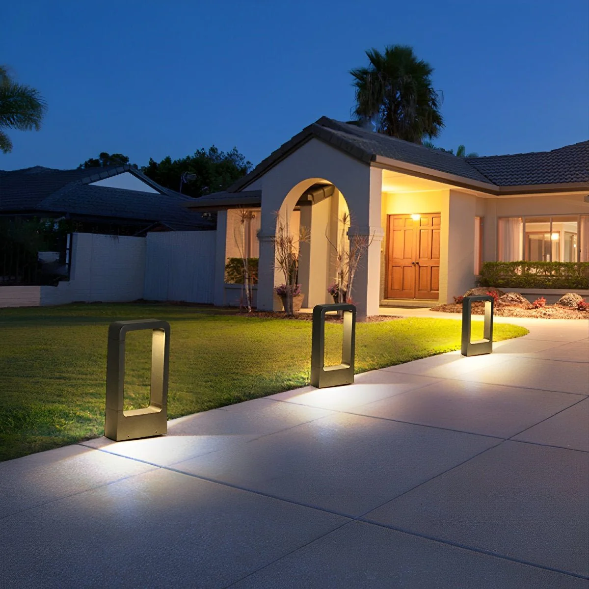 Modern Rectangular Frame Waterproof Led Black Bollard Parth Light - Image 2