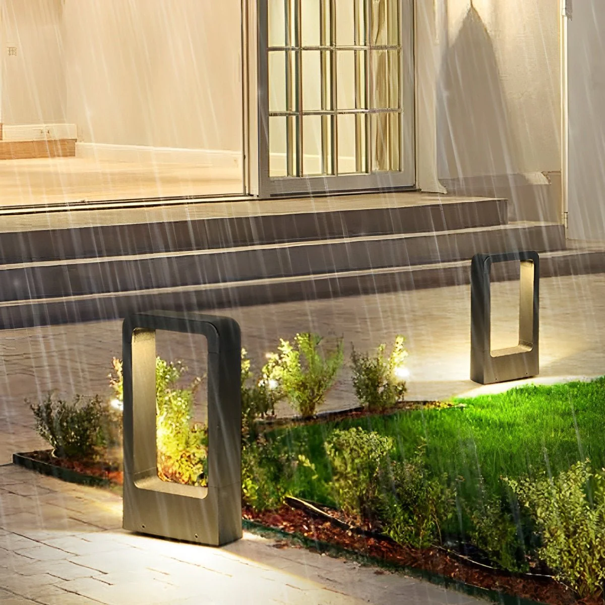 Modern Rectangular Frame Waterproof Led Black Bollard Parth Light - Image 3