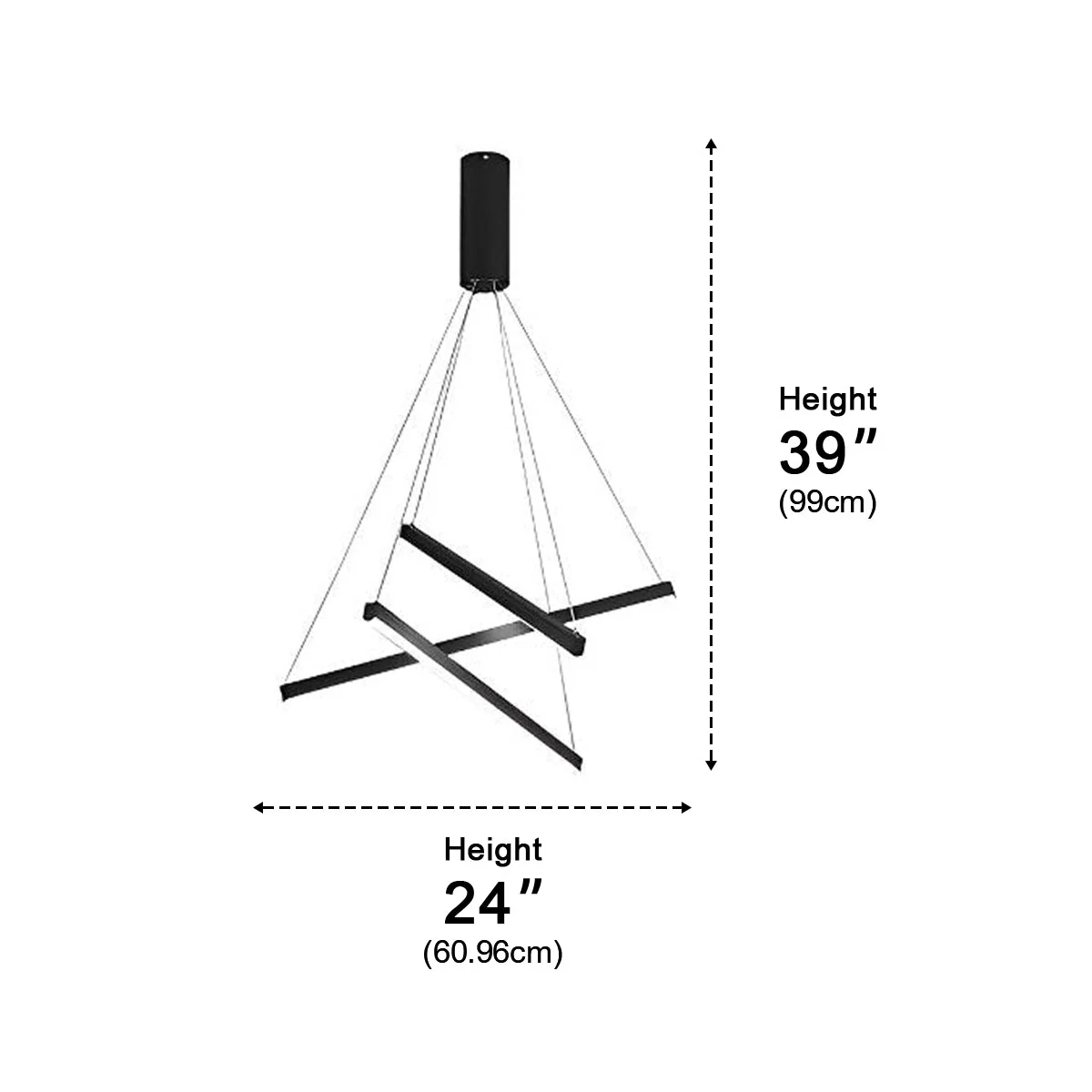 Minimalist Strip Stepless Dimming LED Black Modern Chandelier - Image 17