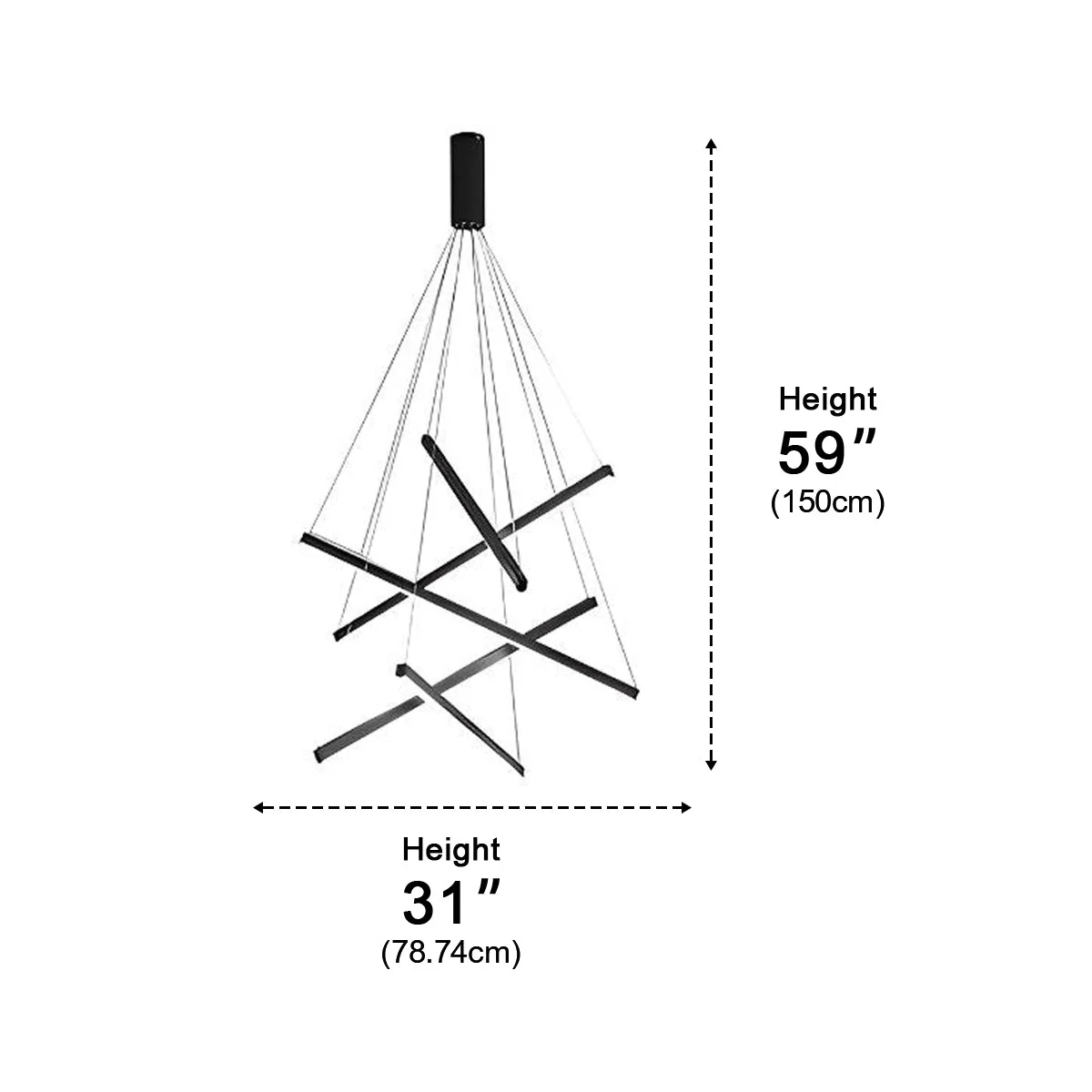 Minimalist Strip Stepless Dimming LED Black Modern Chandelier - Image 18