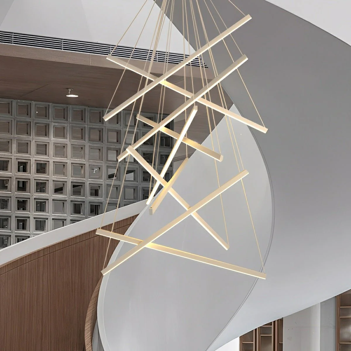Minimalist Strip Stepless Dimming LED White Modern Chandelier - Image 5