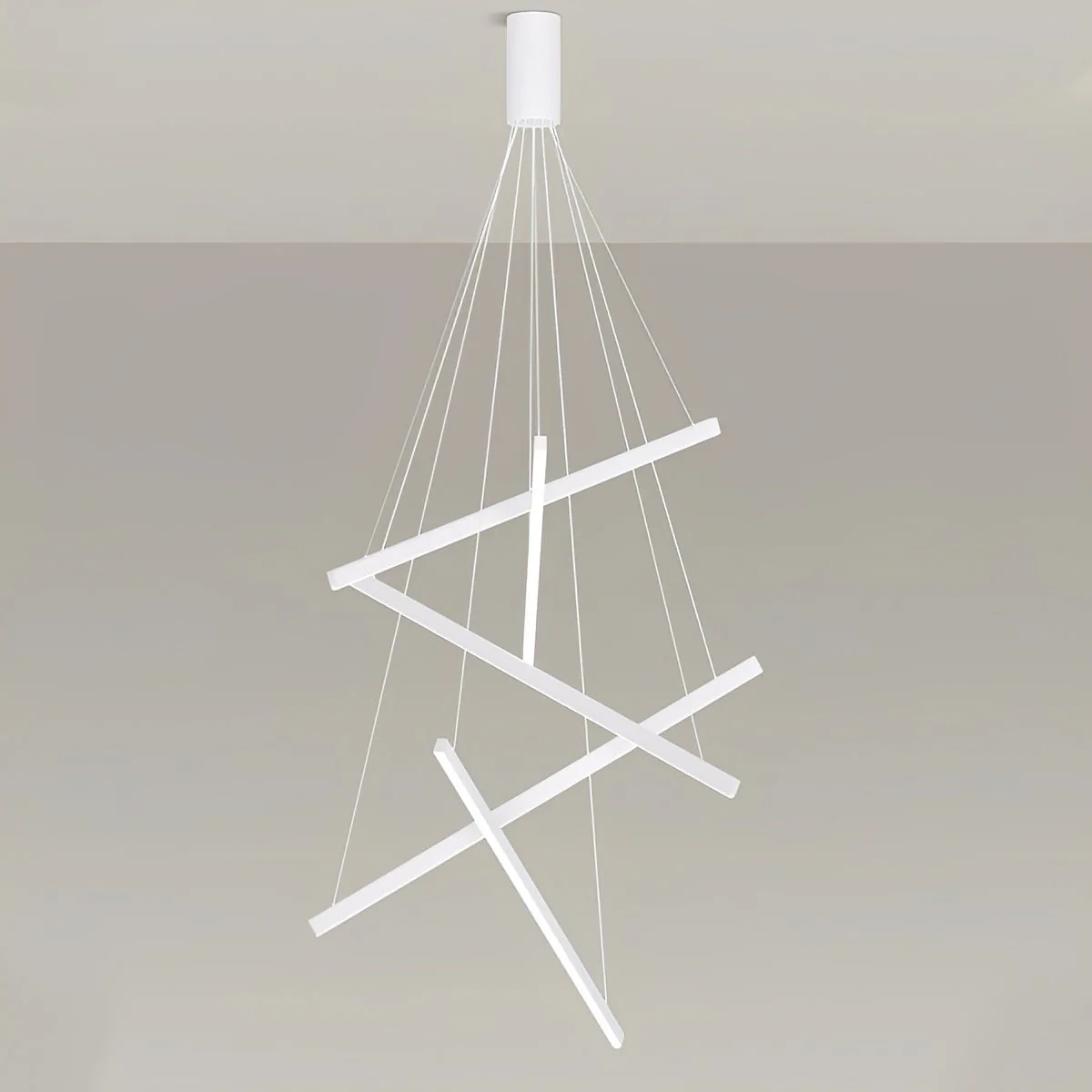 Minimalist Strip Stepless Dimming LED White Modern Chandelier - Image 8