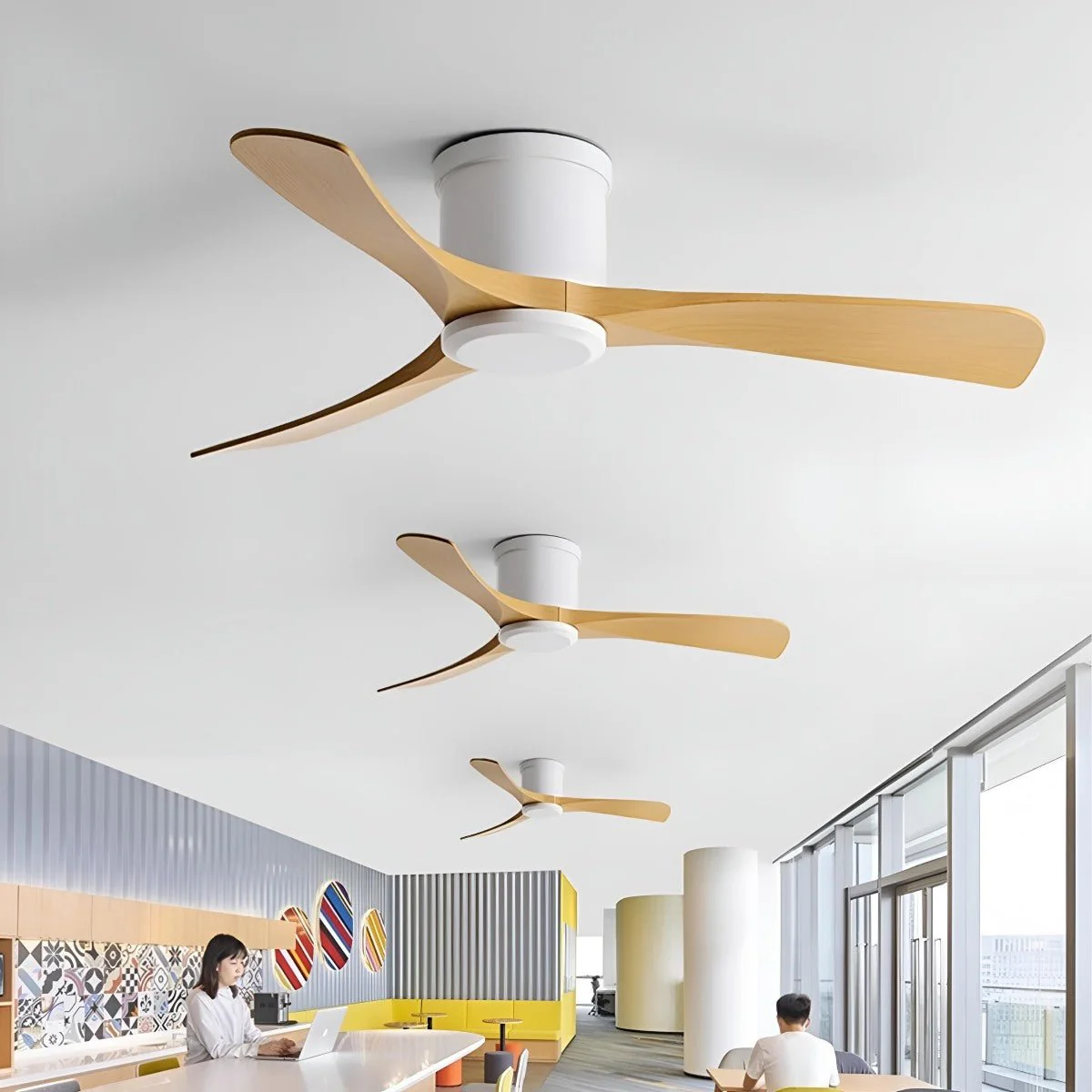 Modern 6-speed Reverse Frequency 3 Blades Imitation Wood Ceiling Fan DC Motor - Image 3