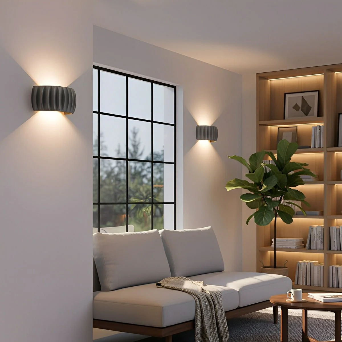 Modern Arc Concrete Carve Up and Down LED Wall Sconces - Image 2