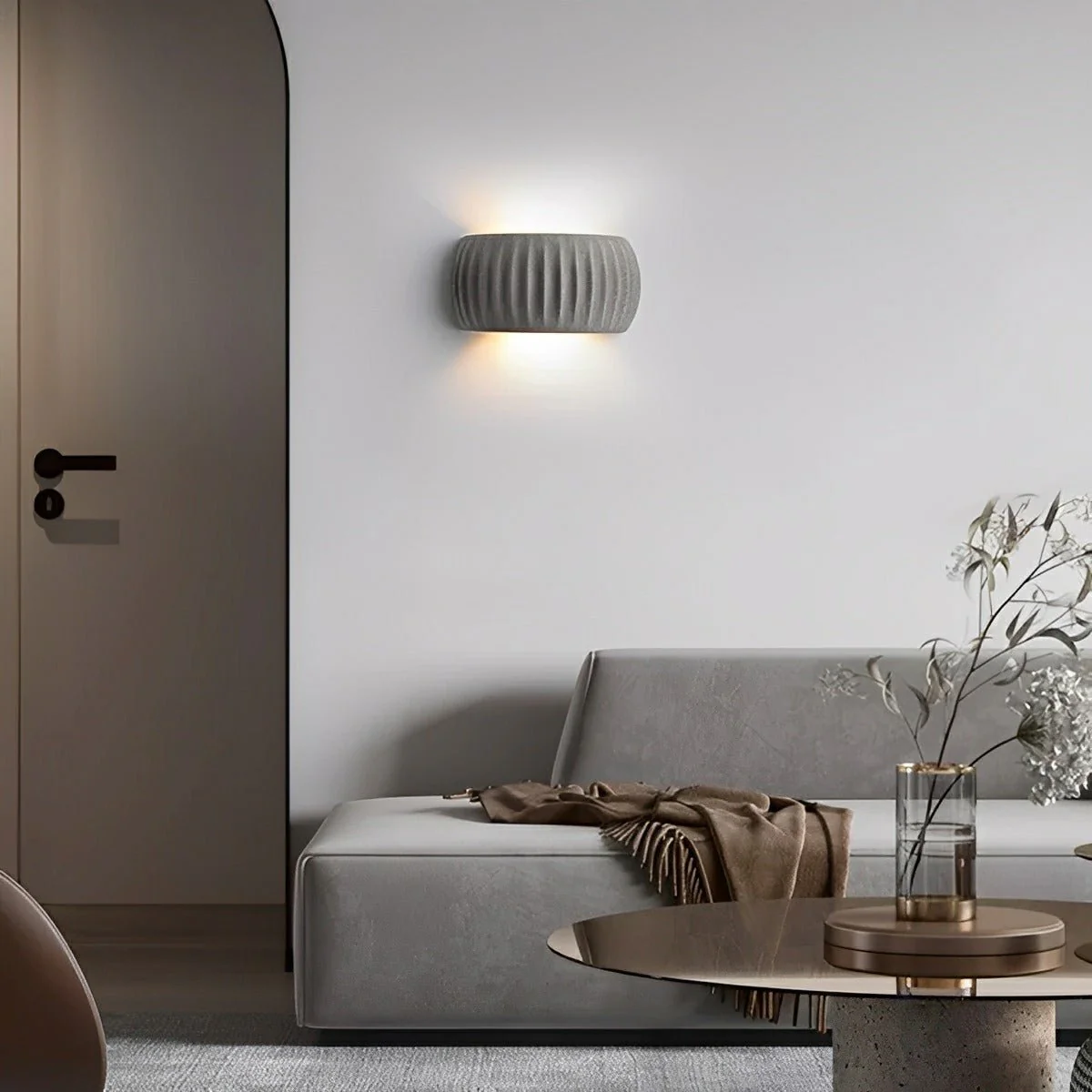 Modern Arc Concrete Carve Up and Down LED Wall Sconces - Image 3
