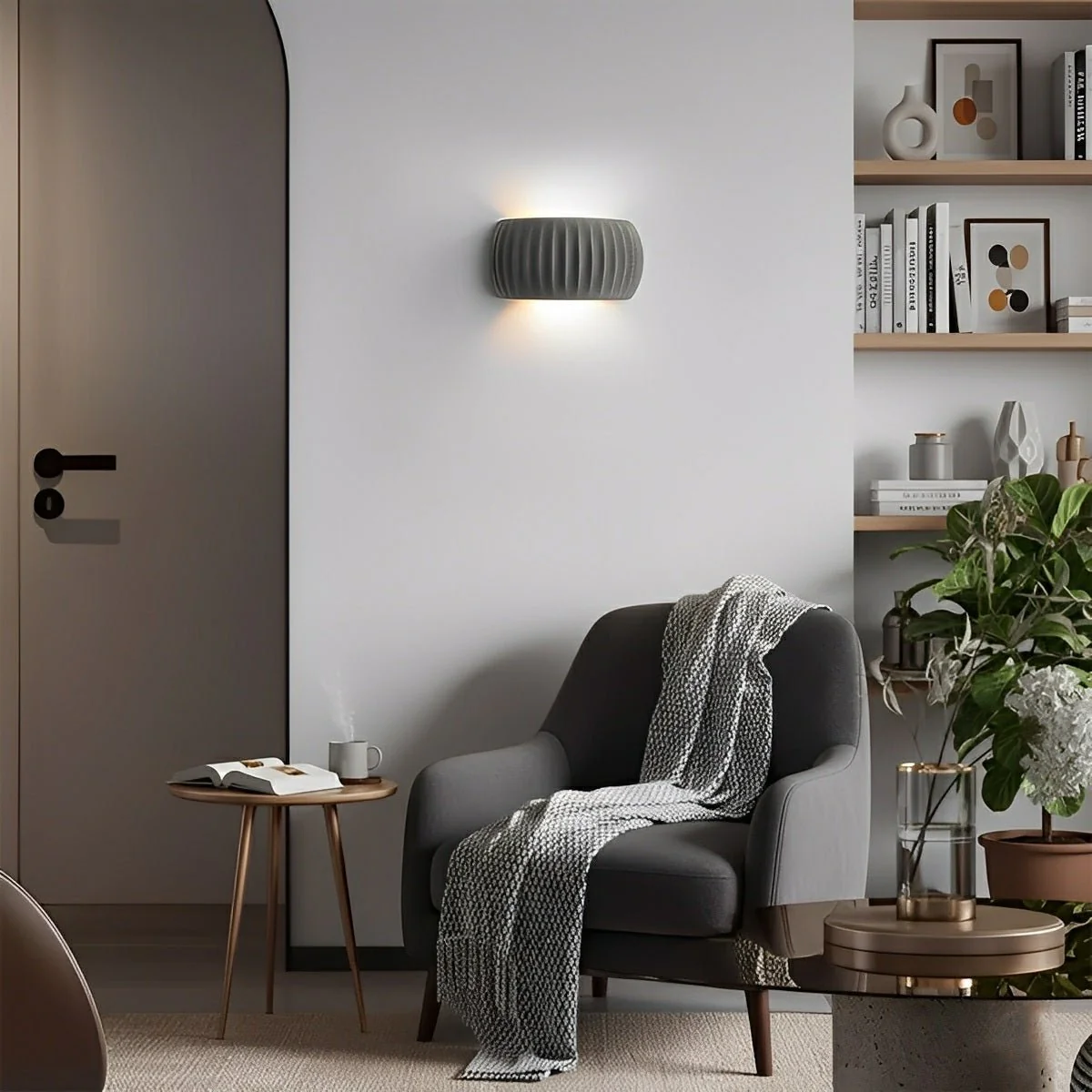 Modern Arc Concrete Carve Up and Down LED Wall Sconces - Image 5