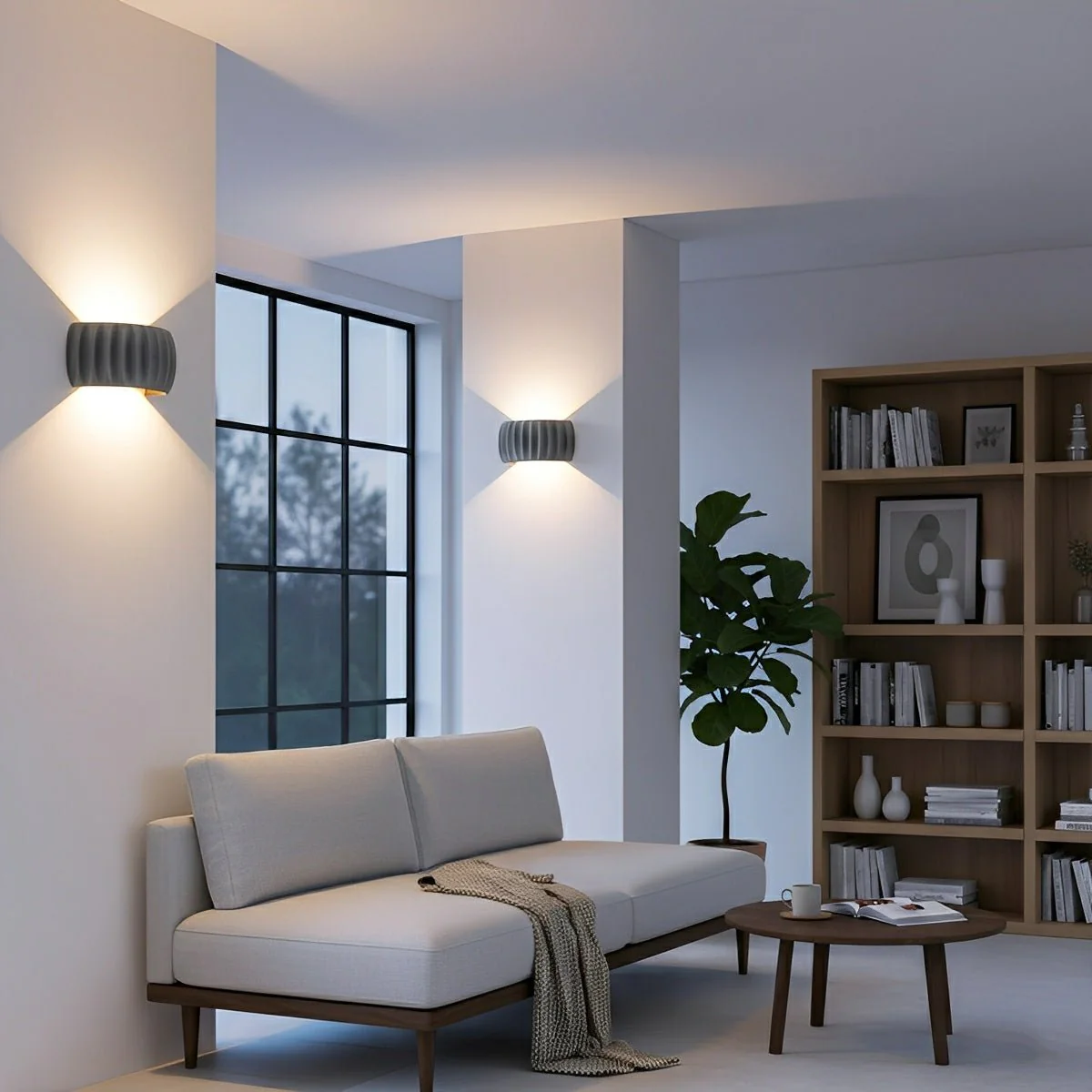 Modern Arc Concrete Carve Up and Down LED Wall Sconces - Image 7