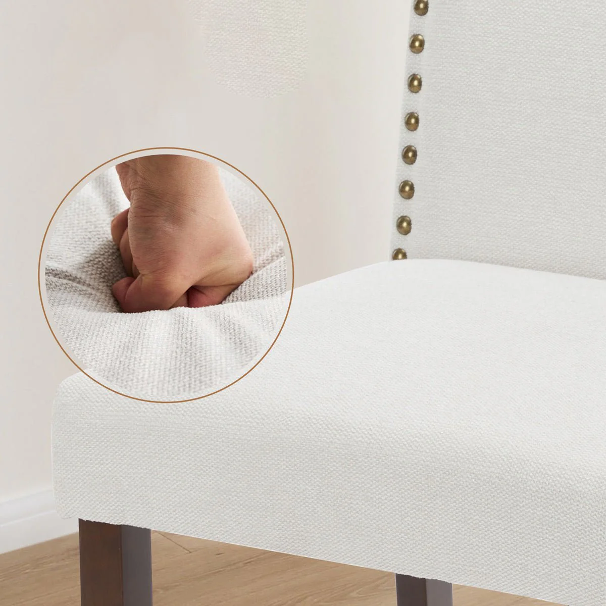 Modern Luxury Soft Fabric Rivet Armless Dining Chairs - Image 8