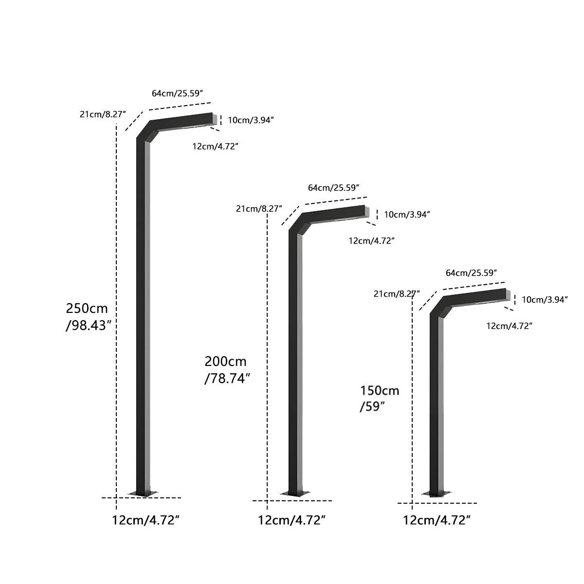 Modern Black LED Column Outdoor Pole Street Light - Image 13