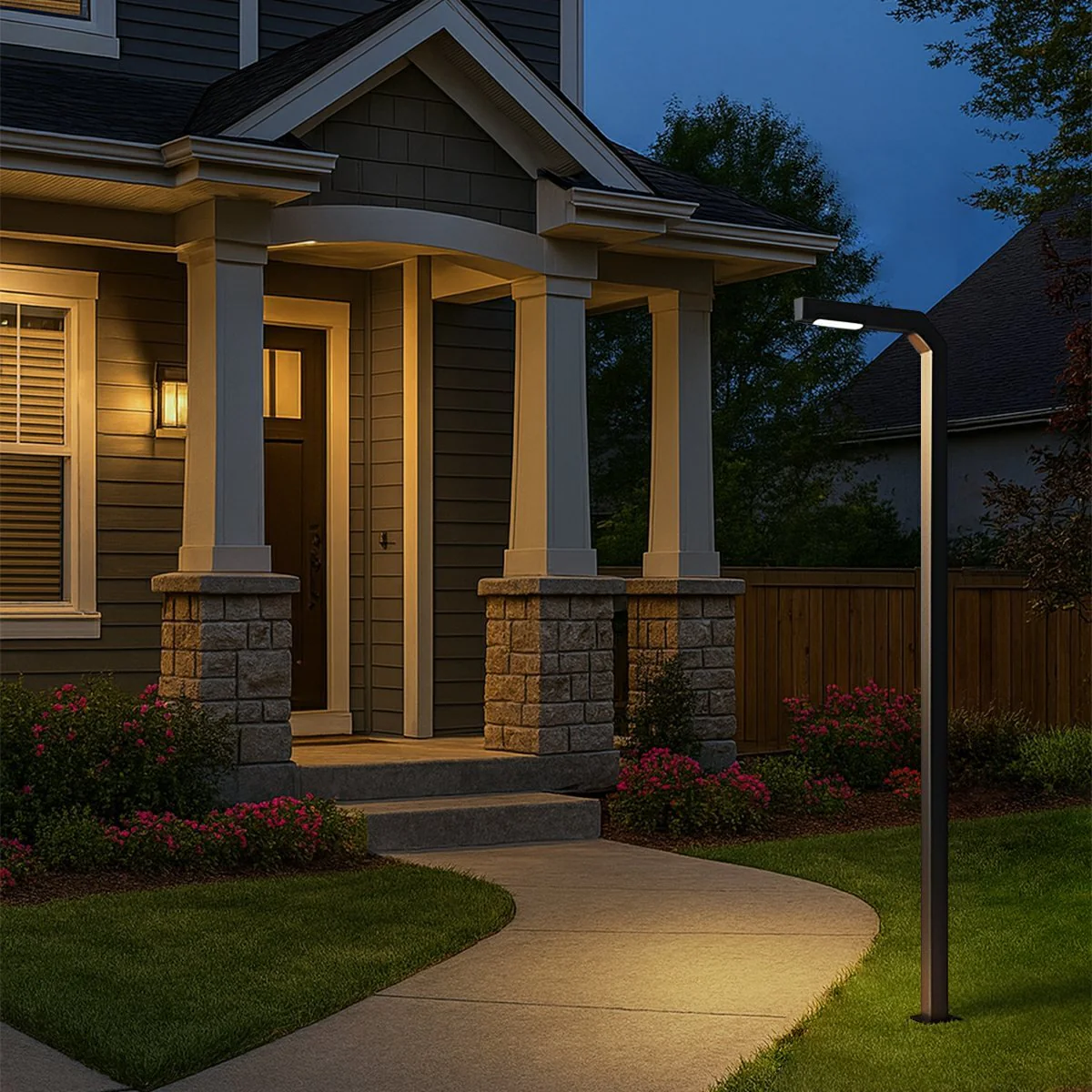 Modern Black LED Column Outdoor Pole Street Light - Image 3