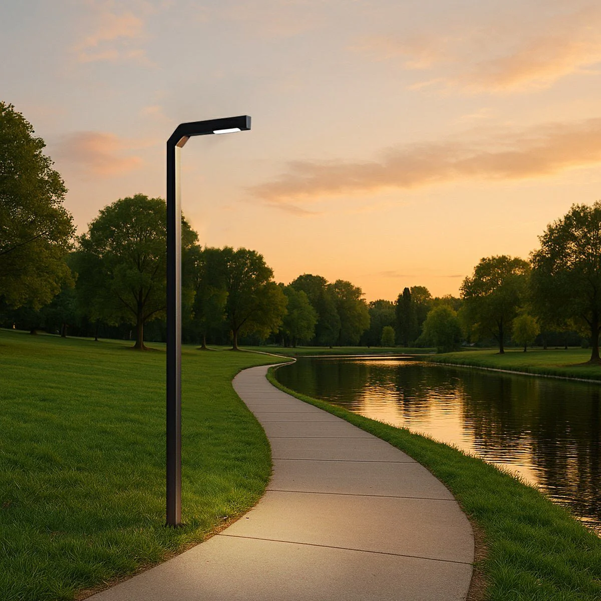 Modern Black LED Column Outdoor Pole Street Light - Image 5
