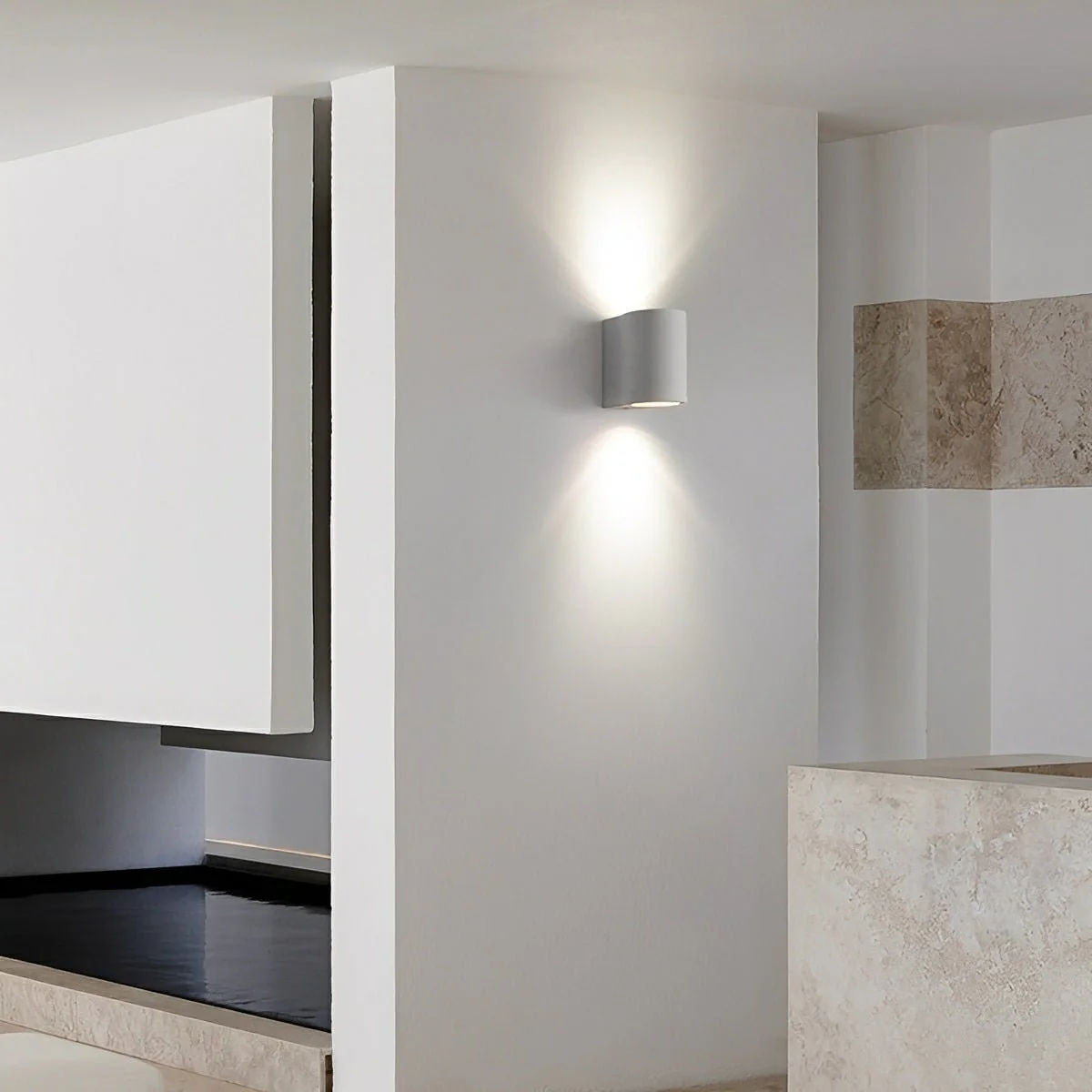Modern Concrete Oval Up and Down LED Wall Sconces - Image 7