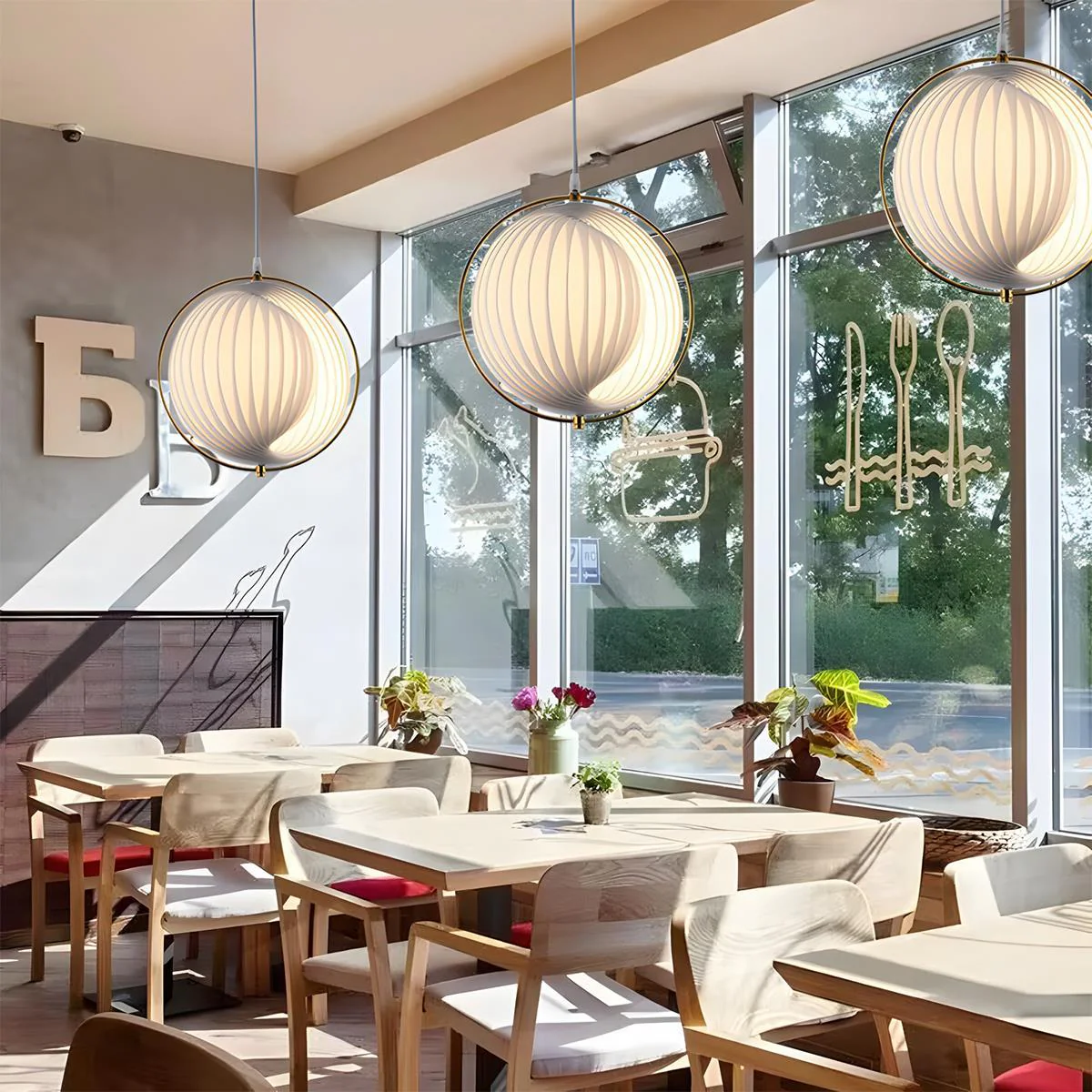 Modern Ins Pleated Blinds Globe LED Pendant Lights - Image 3