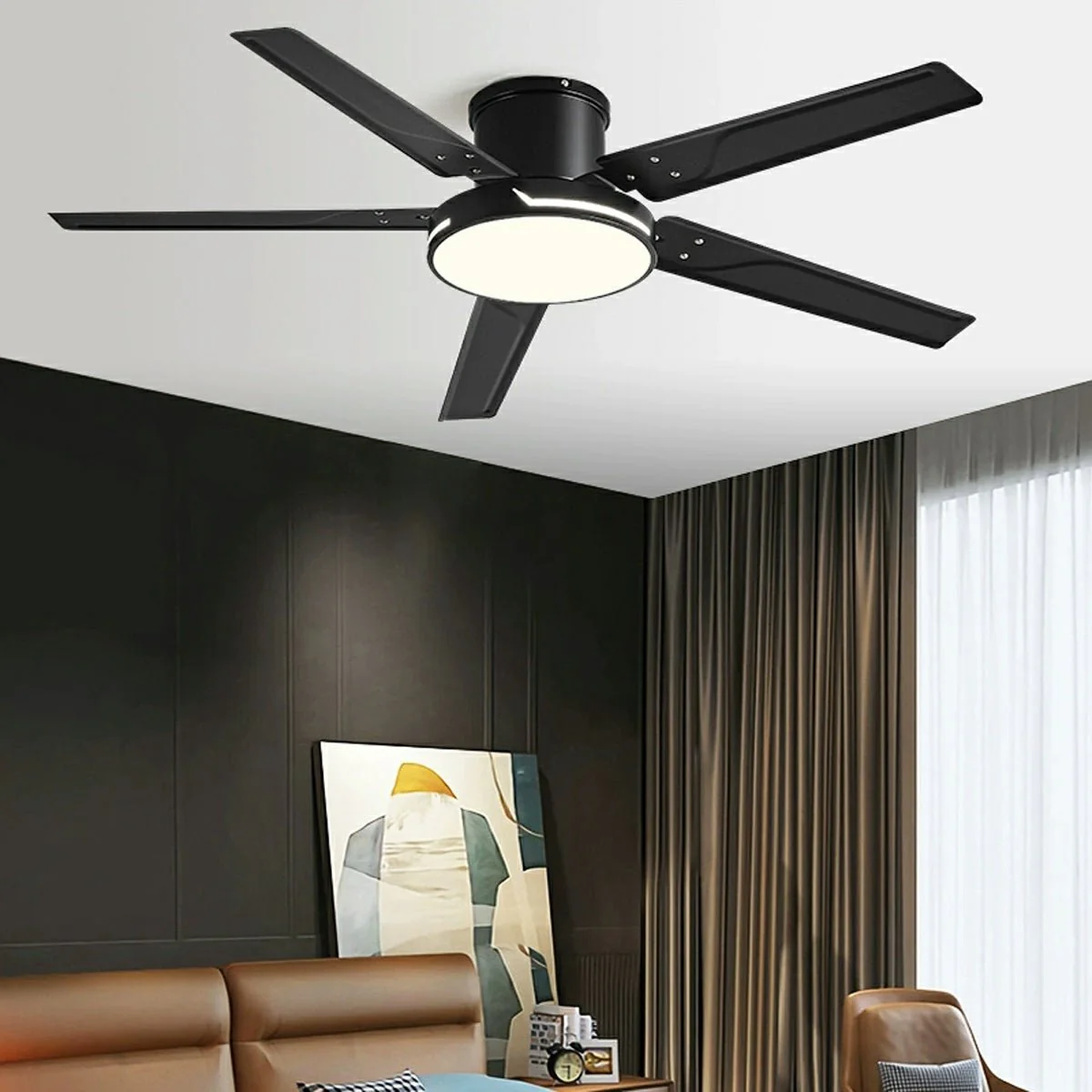 Modern Iron Five-leaf 6-speed Reverse DC Motor Fan Dimming Ceiling Fan Light - Image 3