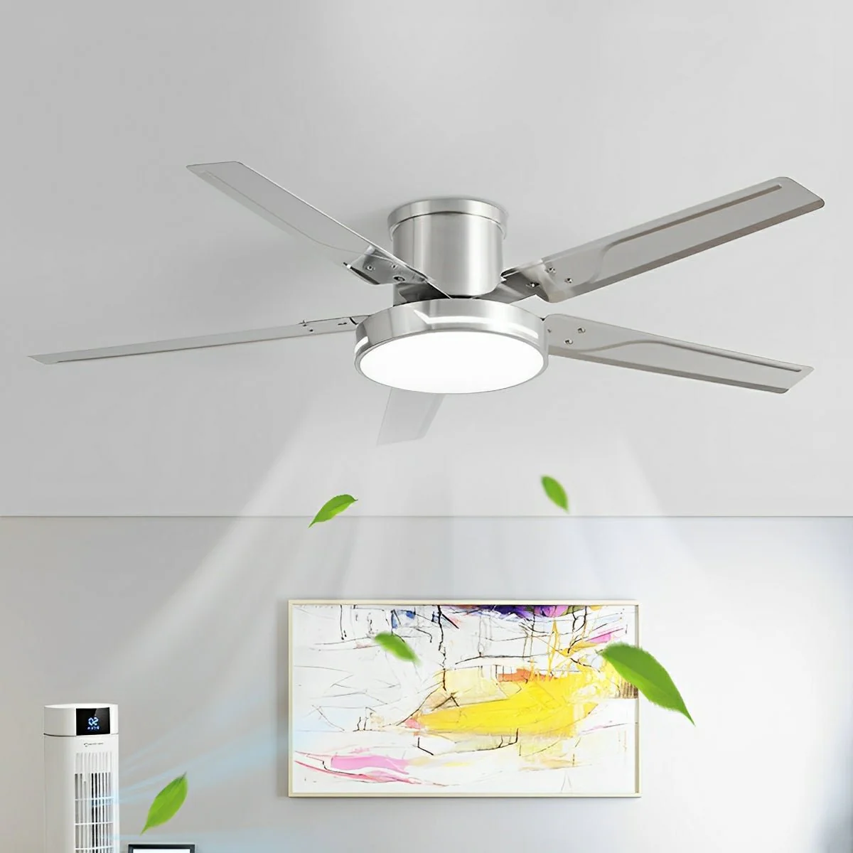 Modern Iron Five-leaf 6-speed Reverse DC Motor Fan Dimming Ceiling Fan Light - Image 4