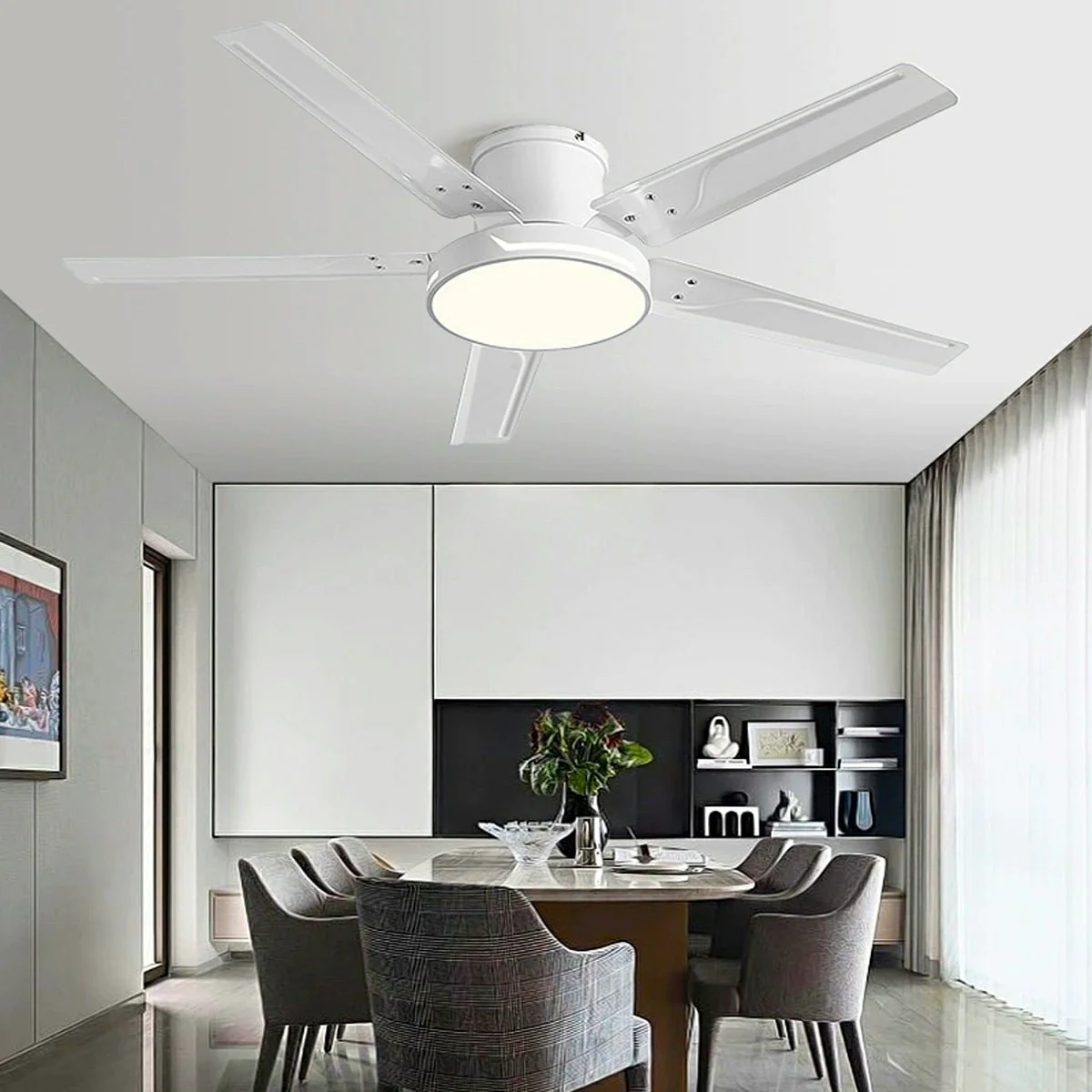 Modern Iron Five-leaf 6-speed Reverse DC Motor Fan Dimming Ceiling Fan Light - Image 6