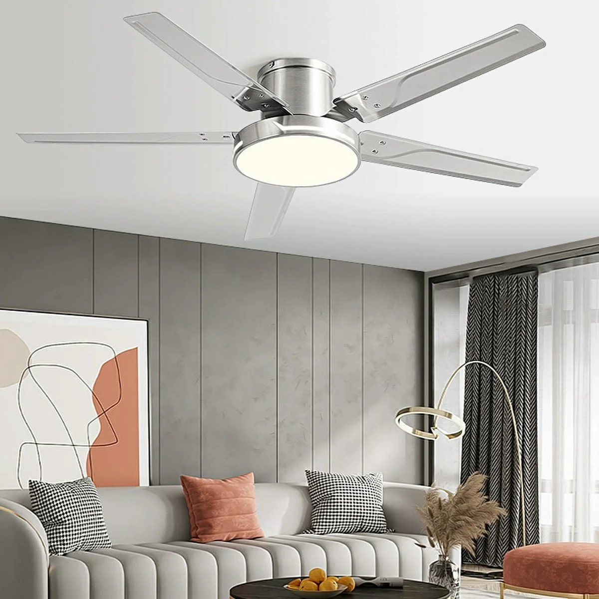 Modern Iron Five-leaf 6-speed Reverse DC Motor Fan Dimming Ceiling Fan Light - Image 7