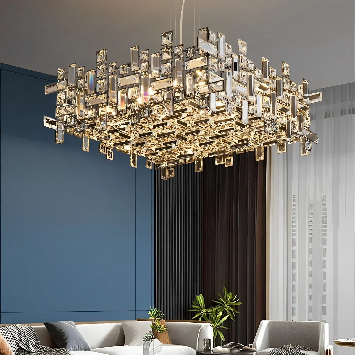 Modern Luxury Geometric Shining Crystal Chandelier Lighting - Image 3