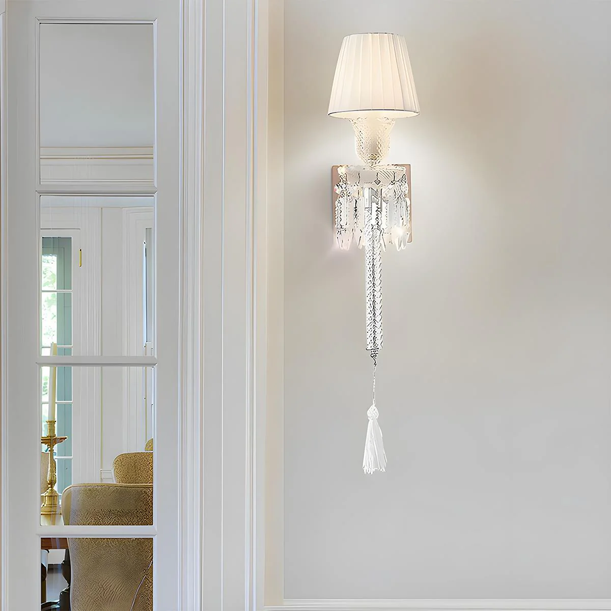Modern Luxury Dimmable Wall Sconces with White Fabric Shade - Image 2