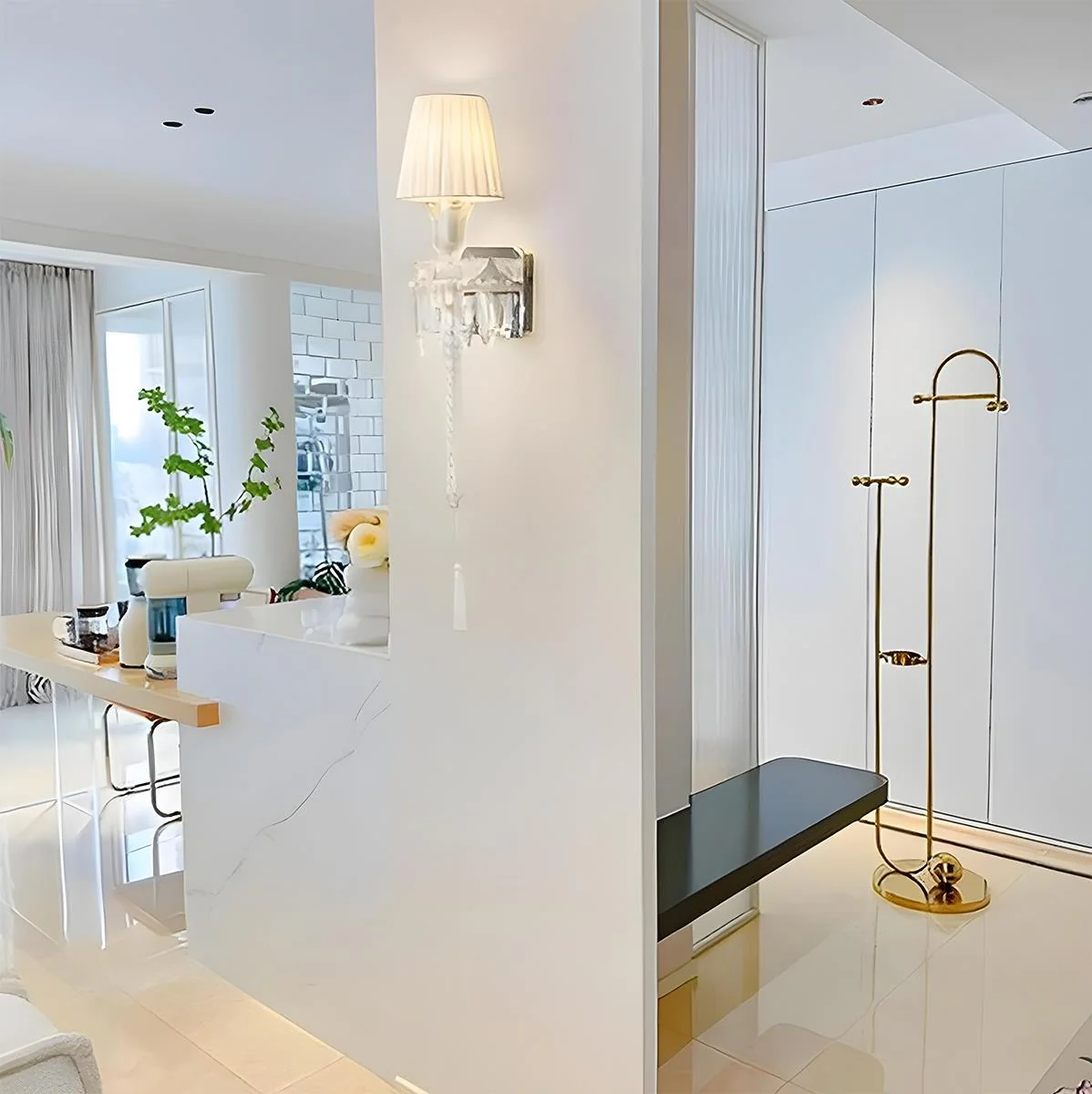 Modern Luxury Dimmable Wall Sconces with White Fabric Shade - Image 3