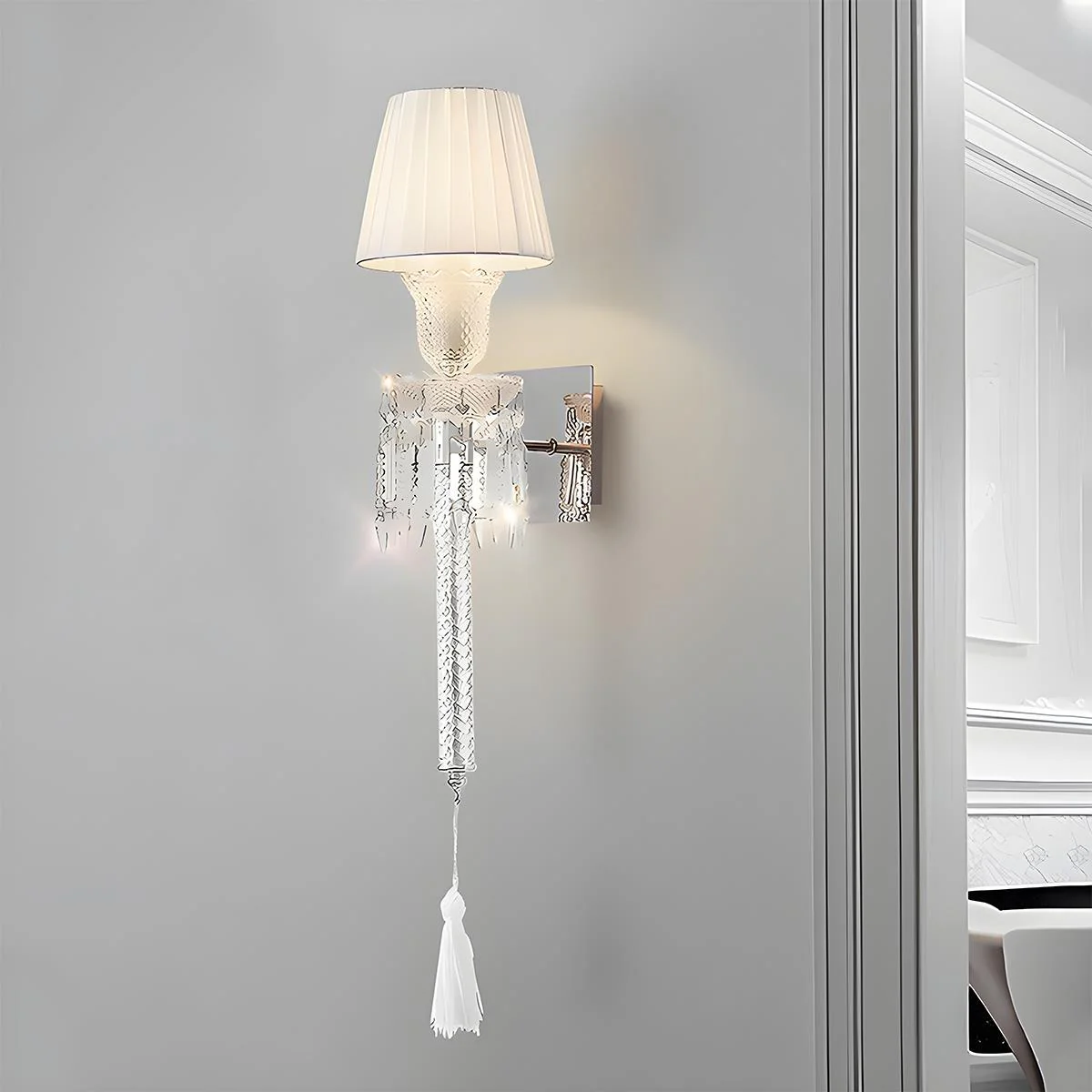 Modern Luxury Dimmable Wall Sconces with White Fabric Shade - Image 4