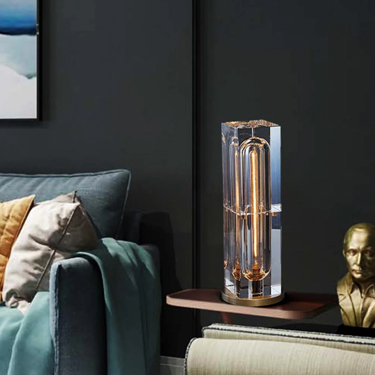 Modern Luxury Square Crystal LED Indoor Table Lamp - Image 5