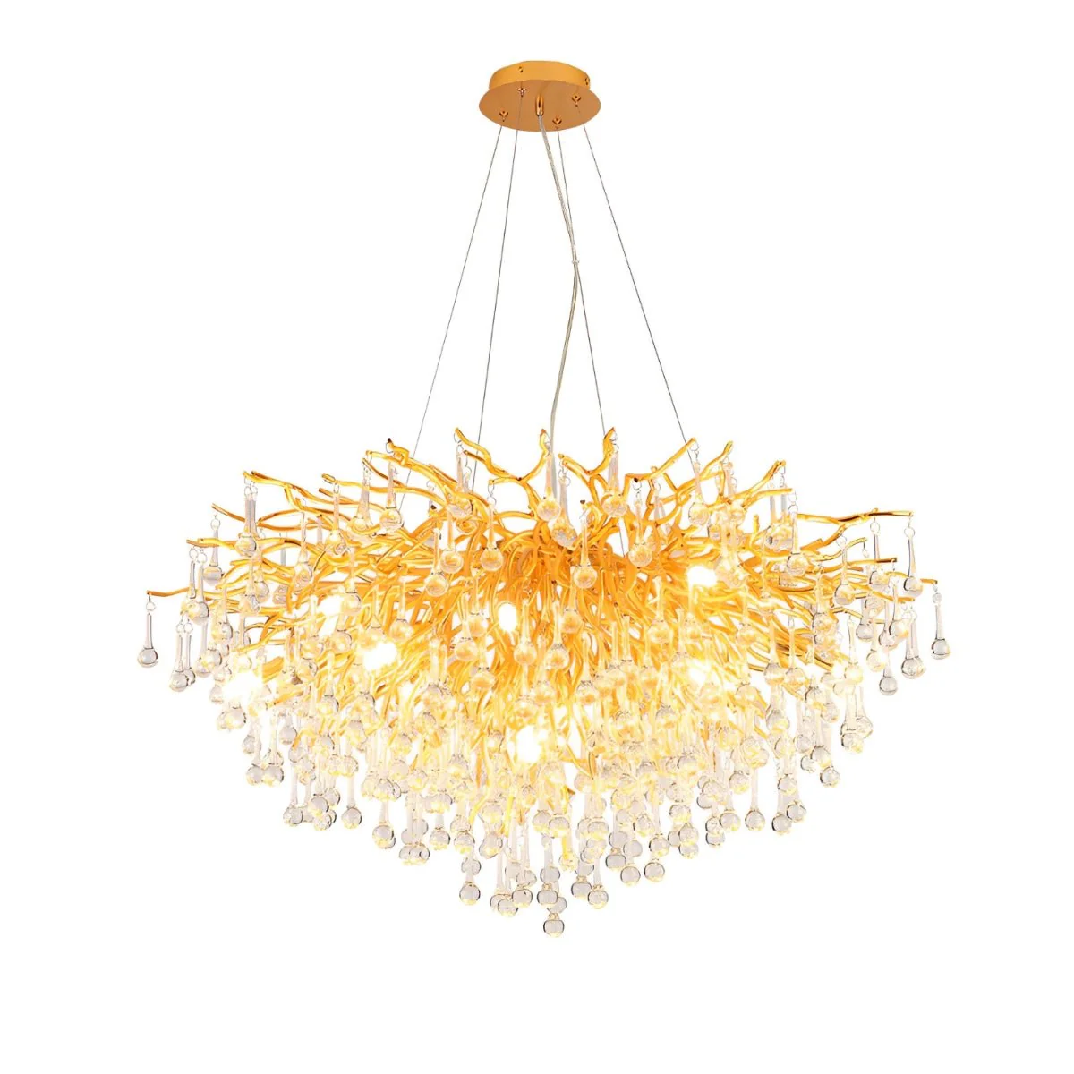 Modern Luxury Gold Tree Branch Teardrop Dimmable Chandelier Lights - Image 11