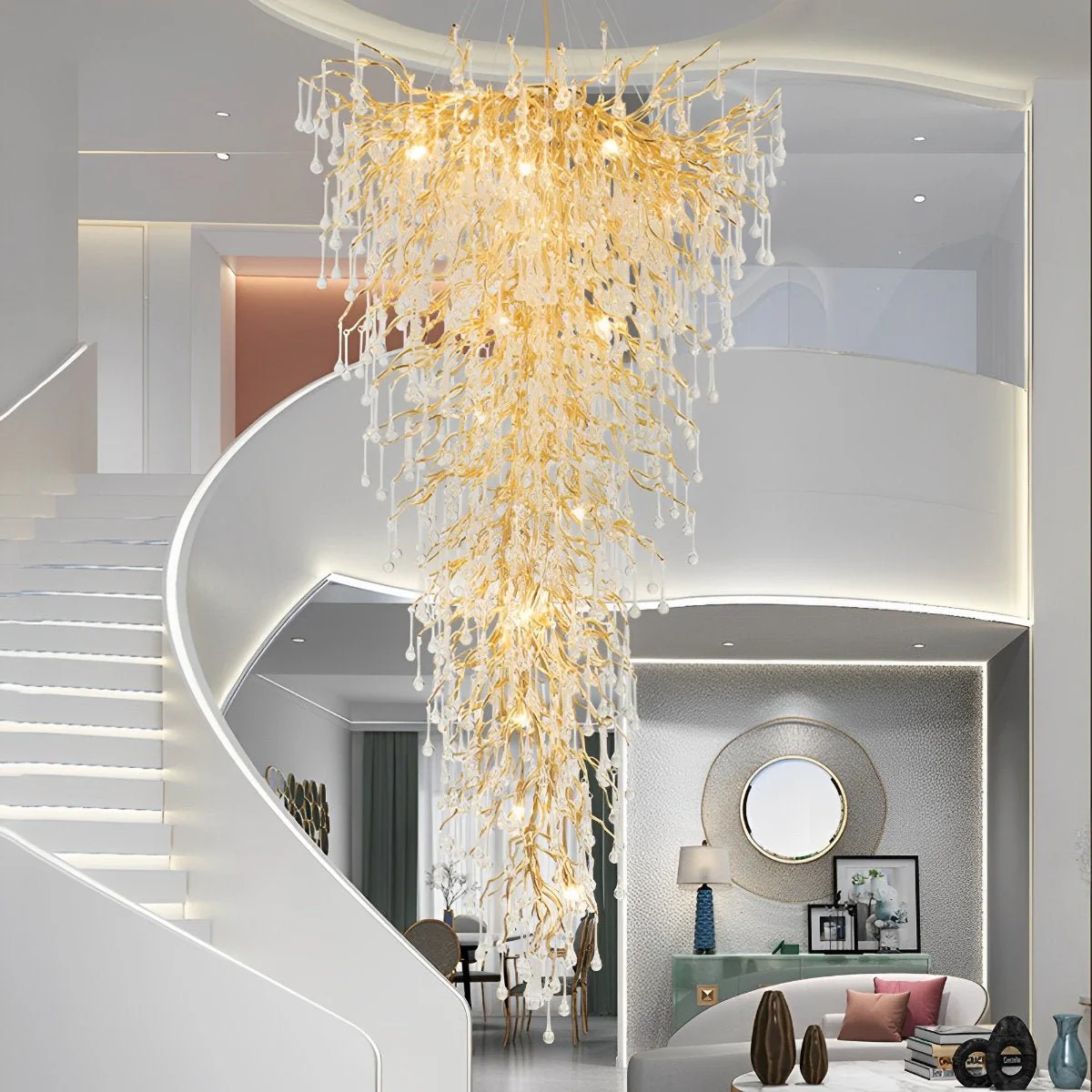 Modern Luxury Gold Tree Branch Teardrop Dimmable Chandelier Lights - Image 8