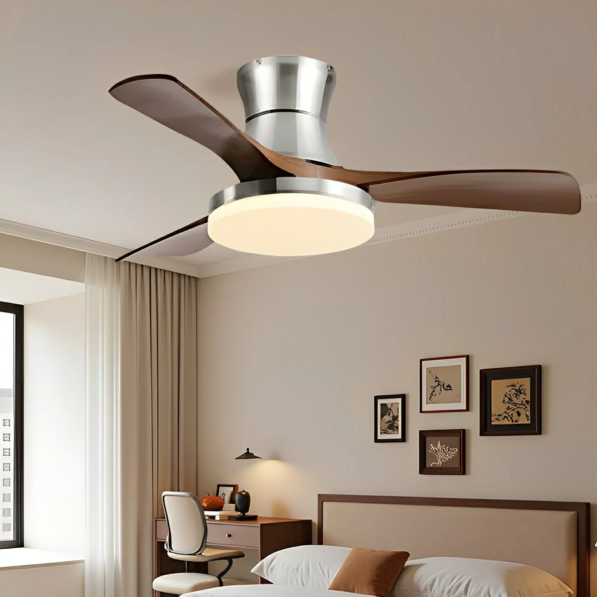Modern Minimalist 3-Blades DC Motor Reverse Full-Spectrum LED Ceiling Fan Light - Image 4
