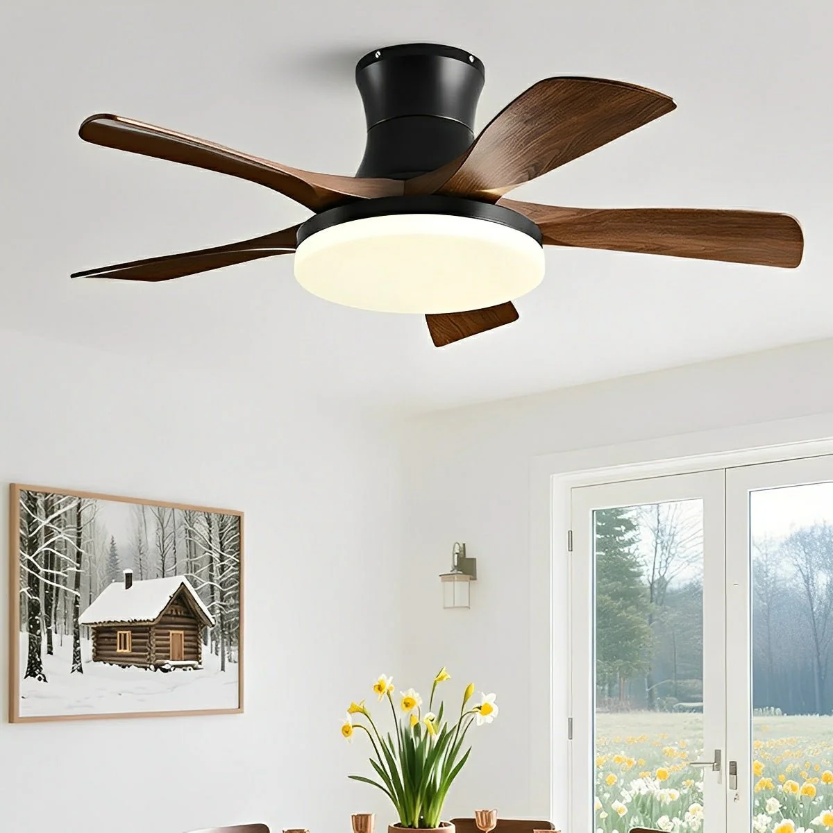 Modern Minimalist 5-Blades DC Motor Reverse Full-Spectrum LED Ceiling Fan Light - Image 2