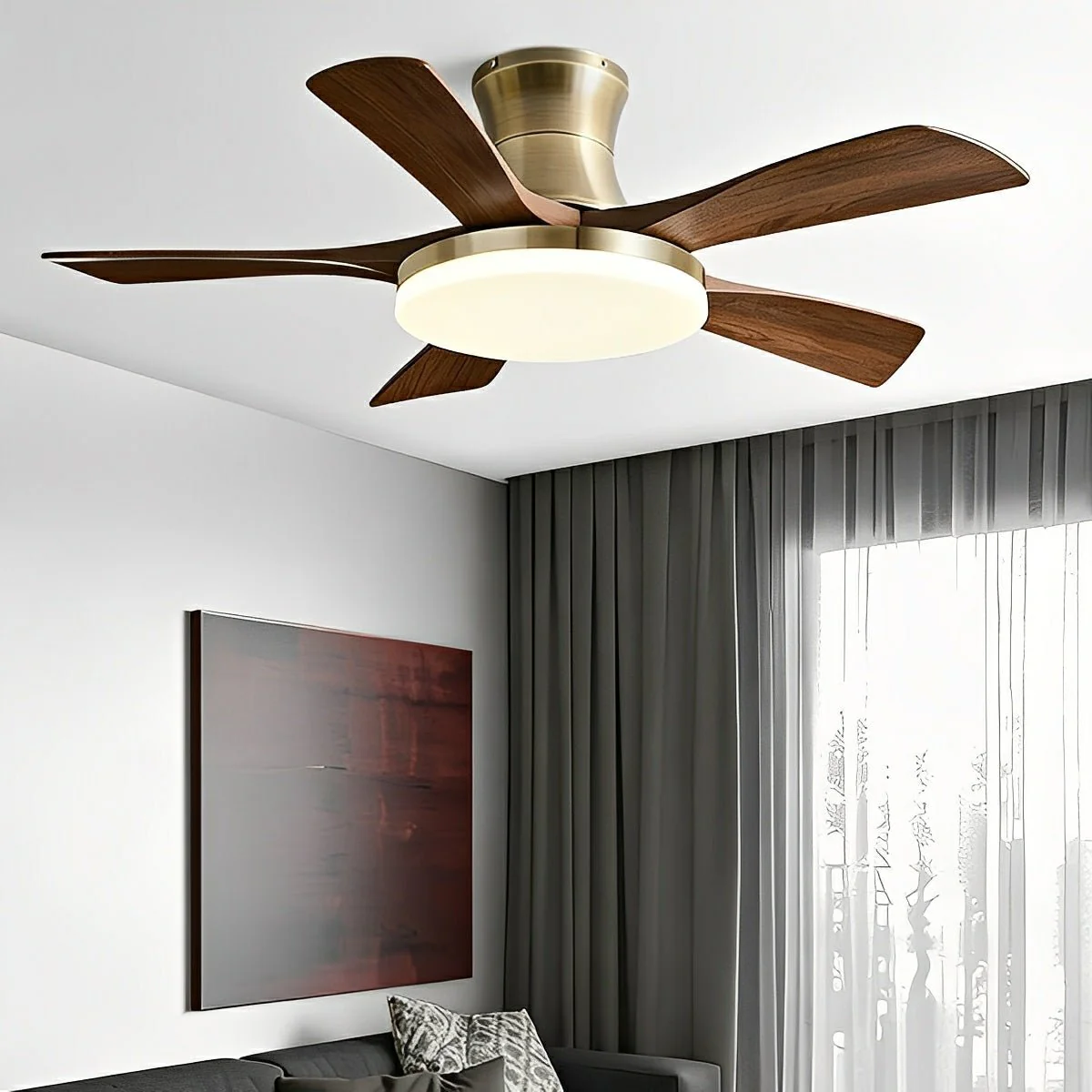 Modern Minimalist 5-Blades DC Motor Reverse Full-Spectrum LED Ceiling Fan Light - Image 3