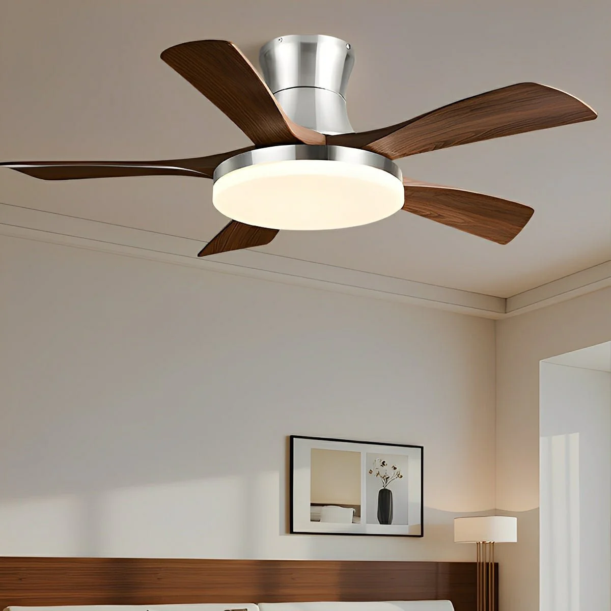 Modern Minimalist 5-Blades DC Motor Reverse Full-Spectrum LED Ceiling Fan Light - Image 4