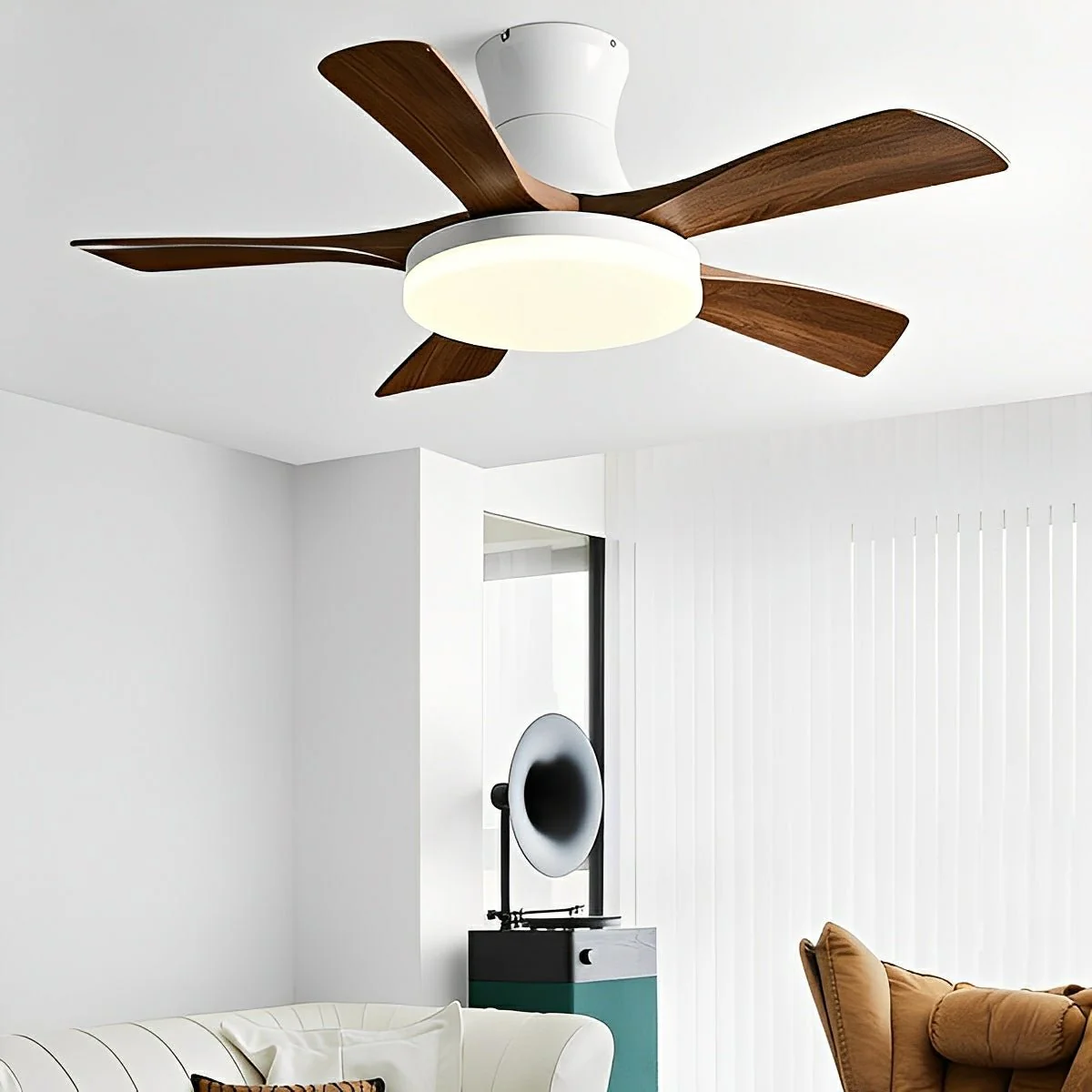 Modern Minimalist 5-Blades DC Motor Reverse Full-Spectrum LED Ceiling Fan Light - Image 5
